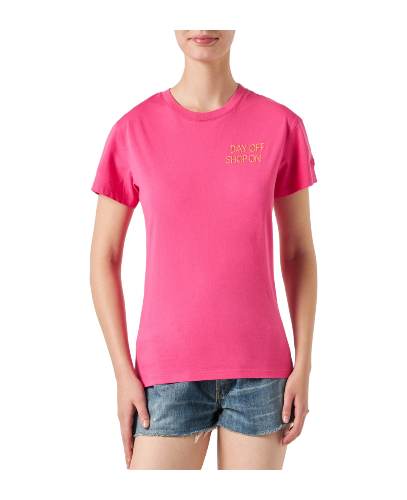 MC2 Saint Barth Woman Fucsia Cotton T-shirt With Embroidery - PINK