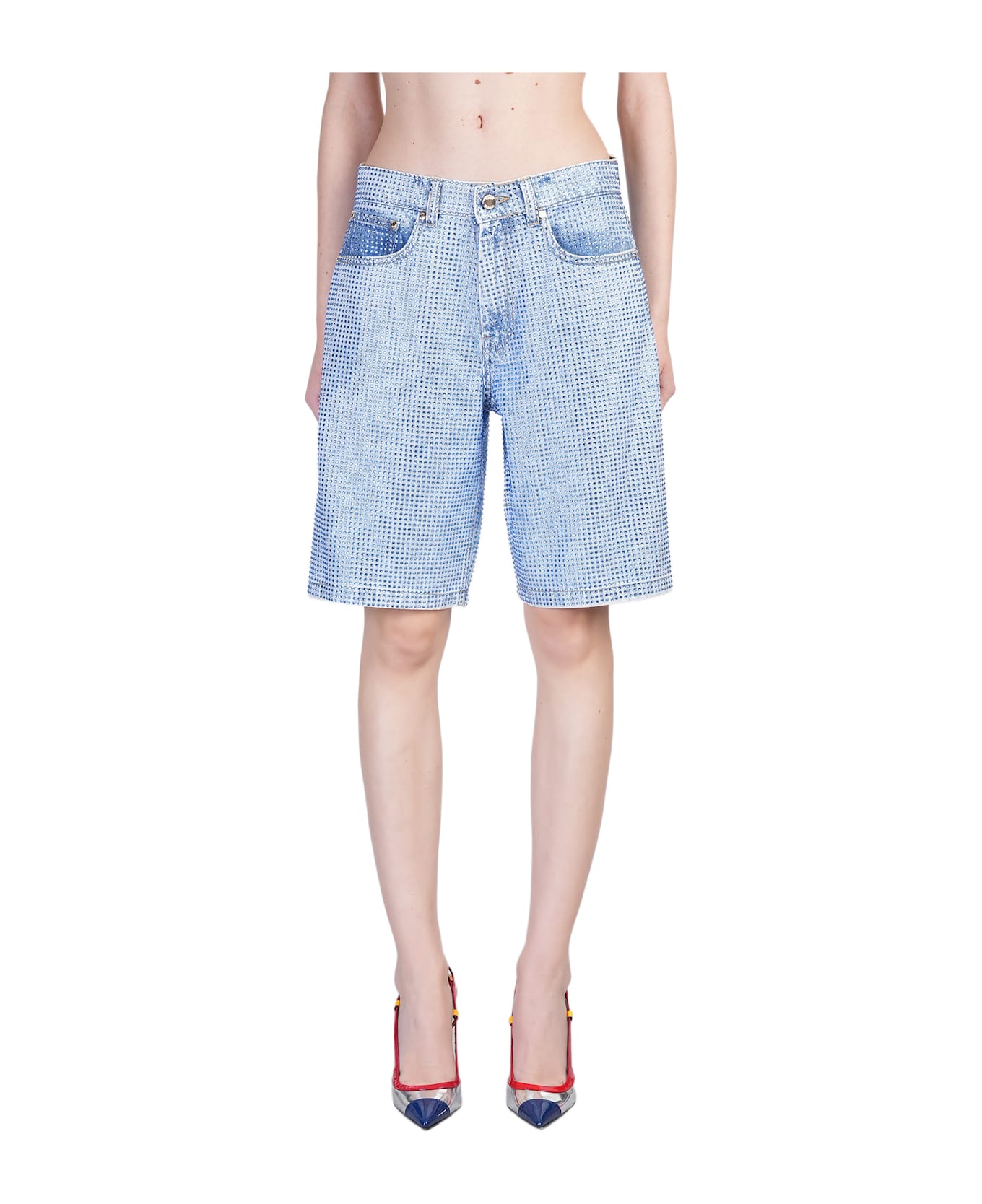 Casablanca Shorts In Blue Denim - blue