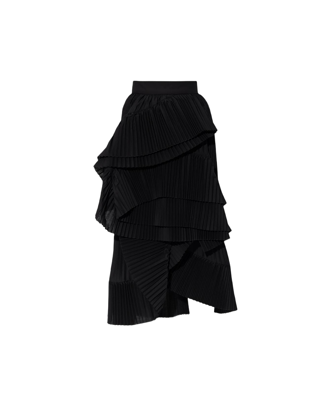 Dries Van Noten Pleated Skirt With Ruffles - Black スカート