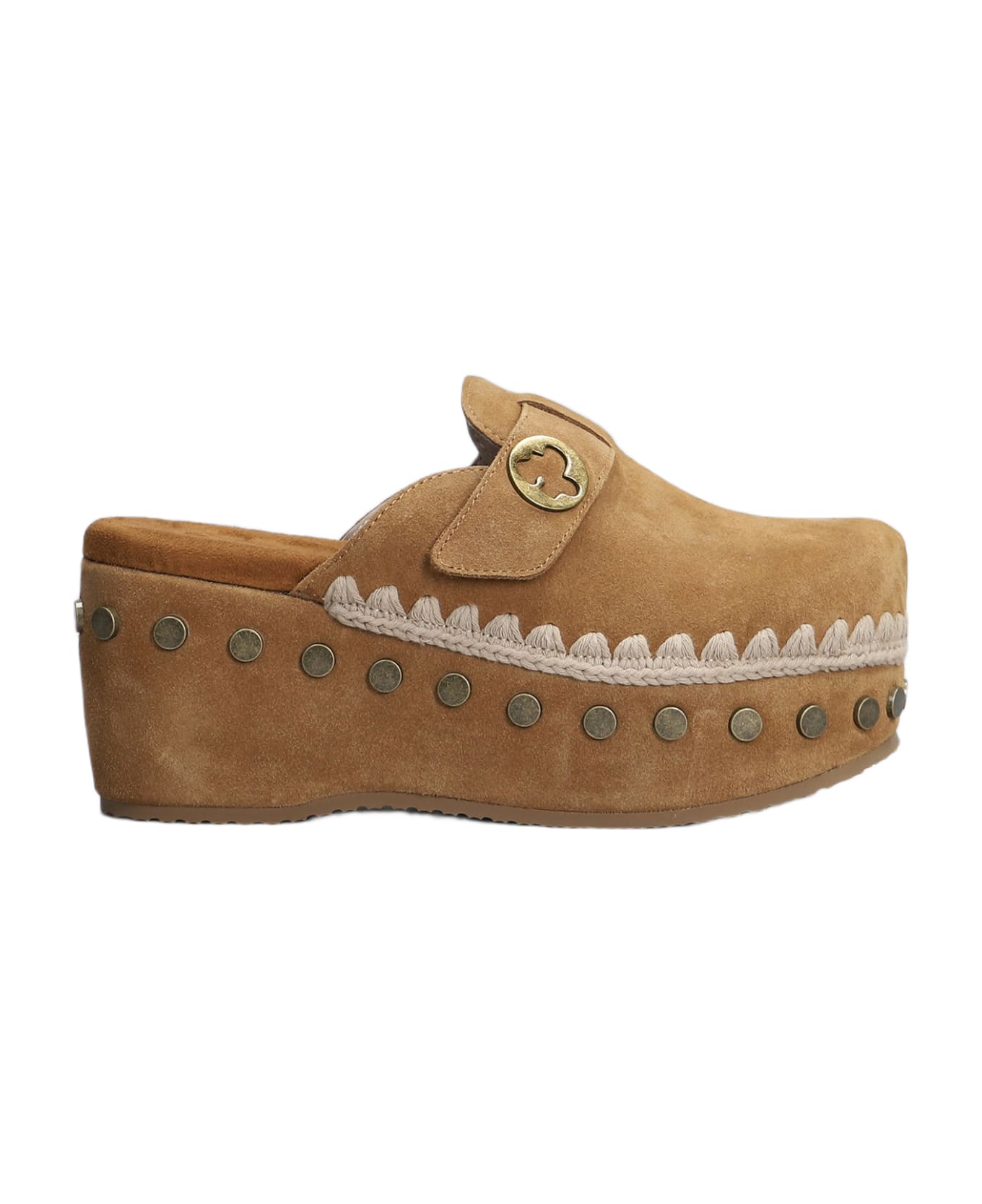 Mou Clog Slipper-mule In Leather Color Suede - Brown