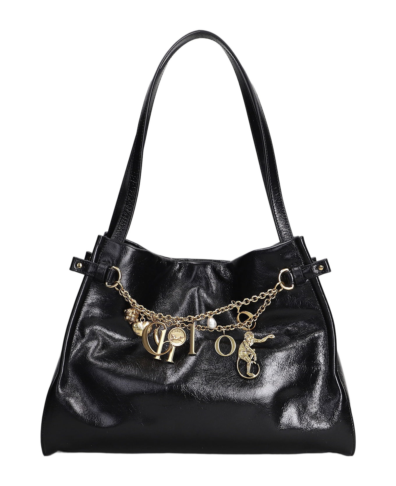 Chloé Chloe Charms Tote In Black Leather - black
