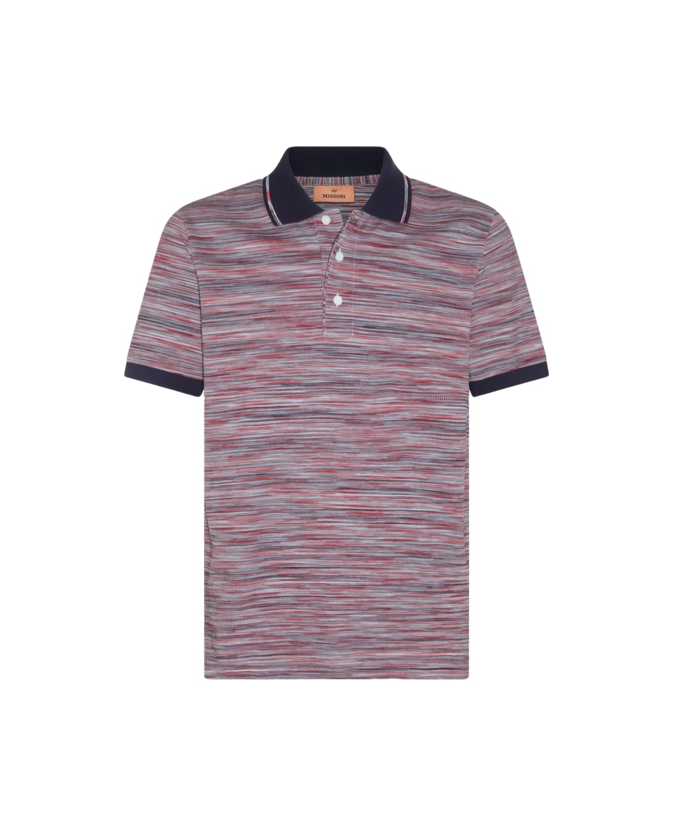 Missoni Red Cotton Polo Shirt - RED AND BLUE SPACE DYED