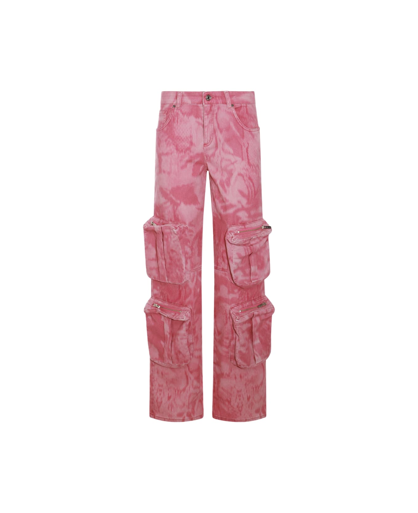 Blumarine Pink Cotton Blend Cargo Jeans - ROSE WINE/WILD ROSE