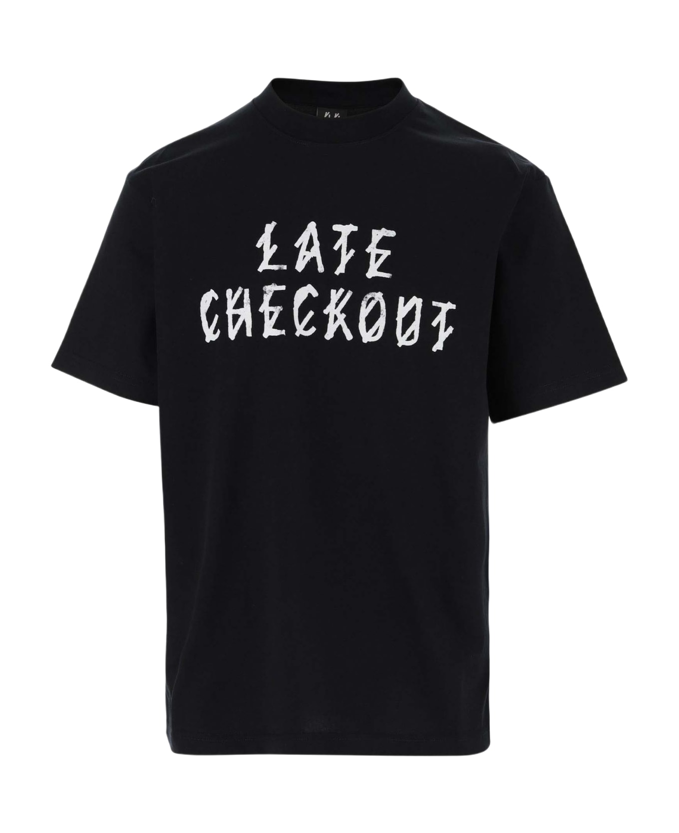 44 Label Group Cotton T-shirt With Graphic Print And Logo - Black+late checkout
