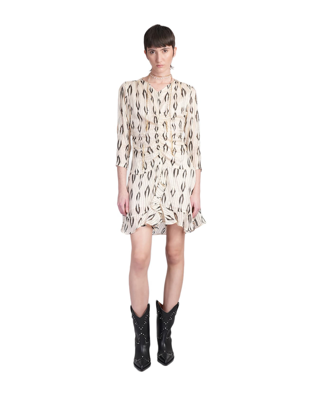 Isabel Marant Octavia Mini Dress In Beige Silk - beige
