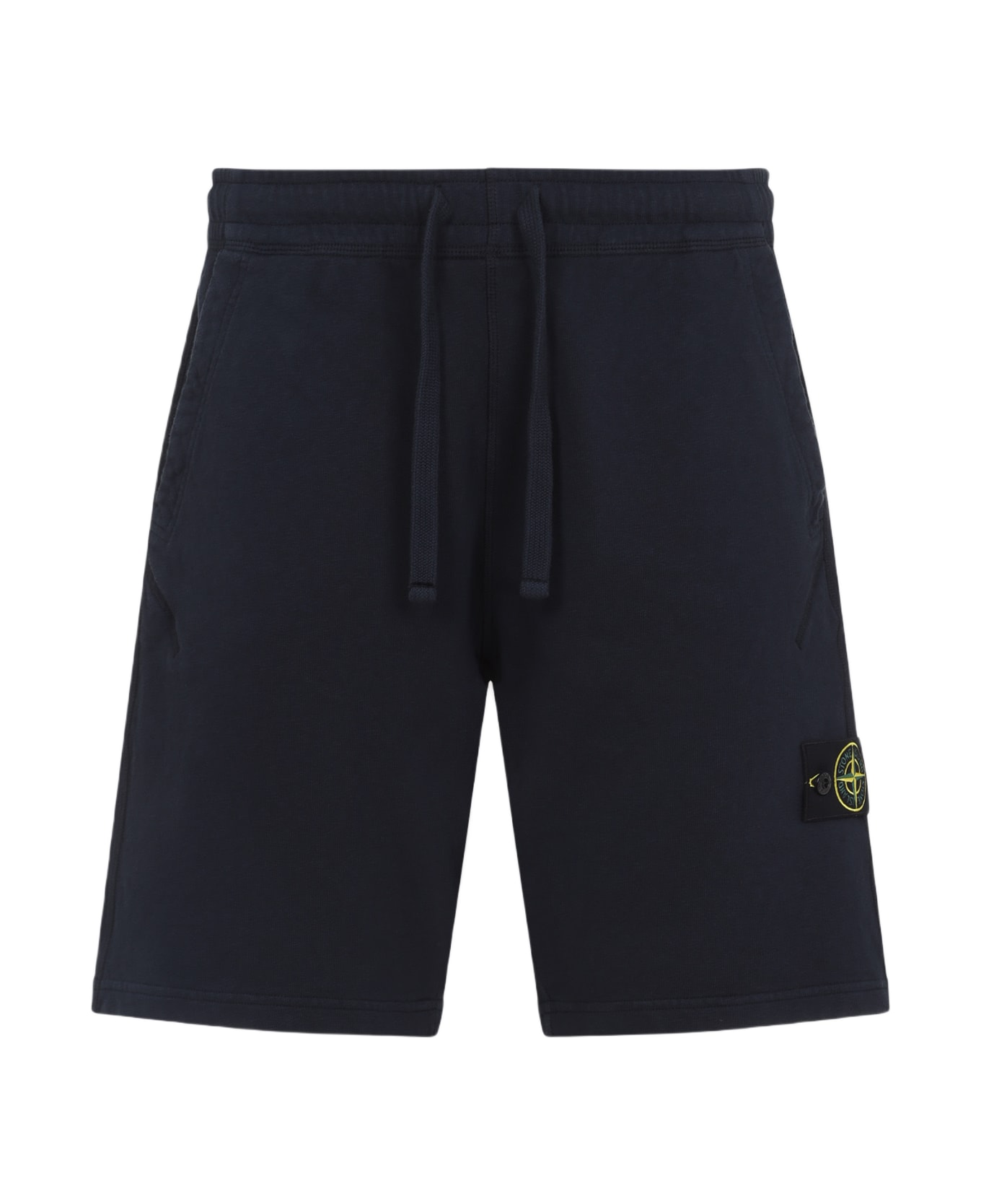 Stone Island Logo Badge Bermuda Shorts - Navy Blue