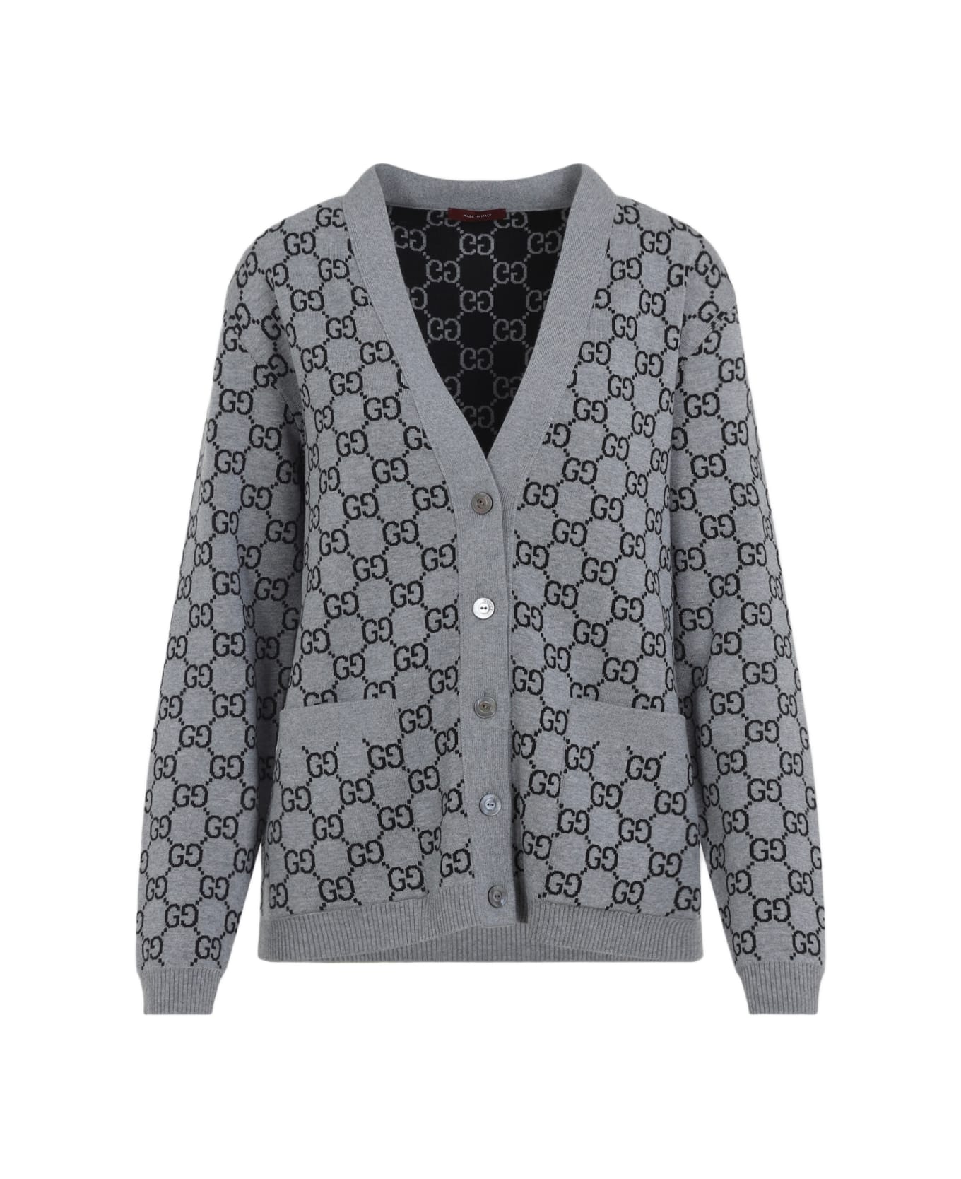 Gucci Gg Knit Cardigan - Smoke Grey Black