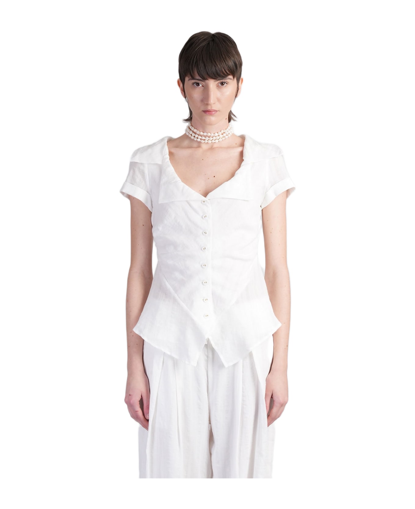 Cult Gaia Shallie Shirt In White Cotton - white