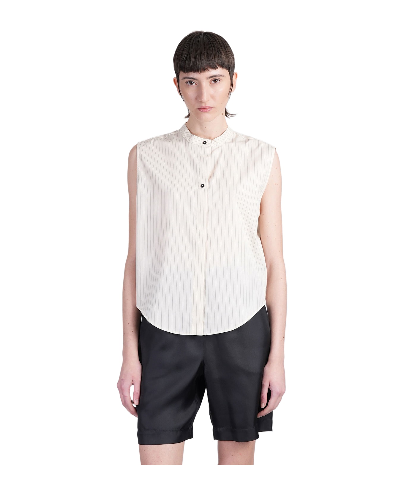 Loulou Studio Hale Stripes Shirt In Beige Cotton - beige