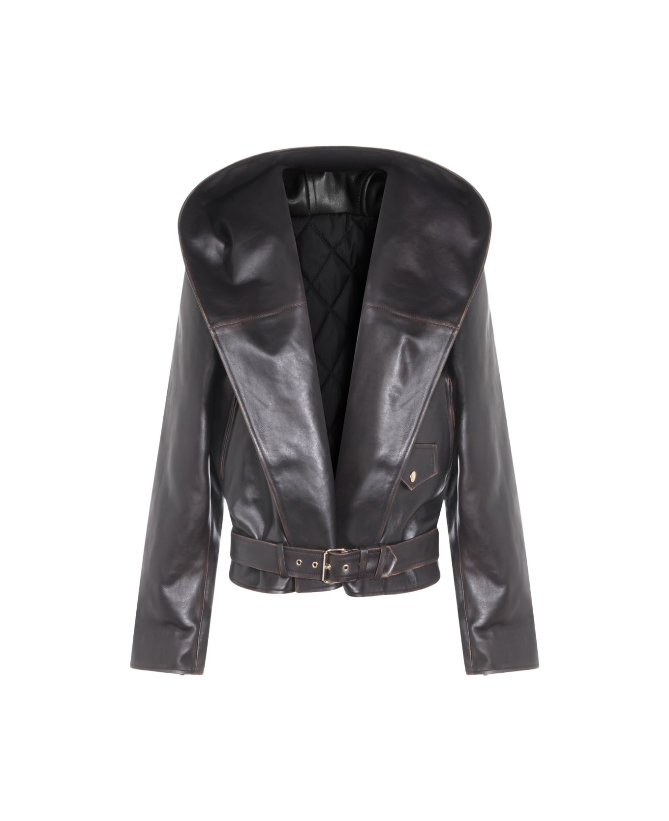 Alaia Dark Brown Leather Jacket - EBENE
