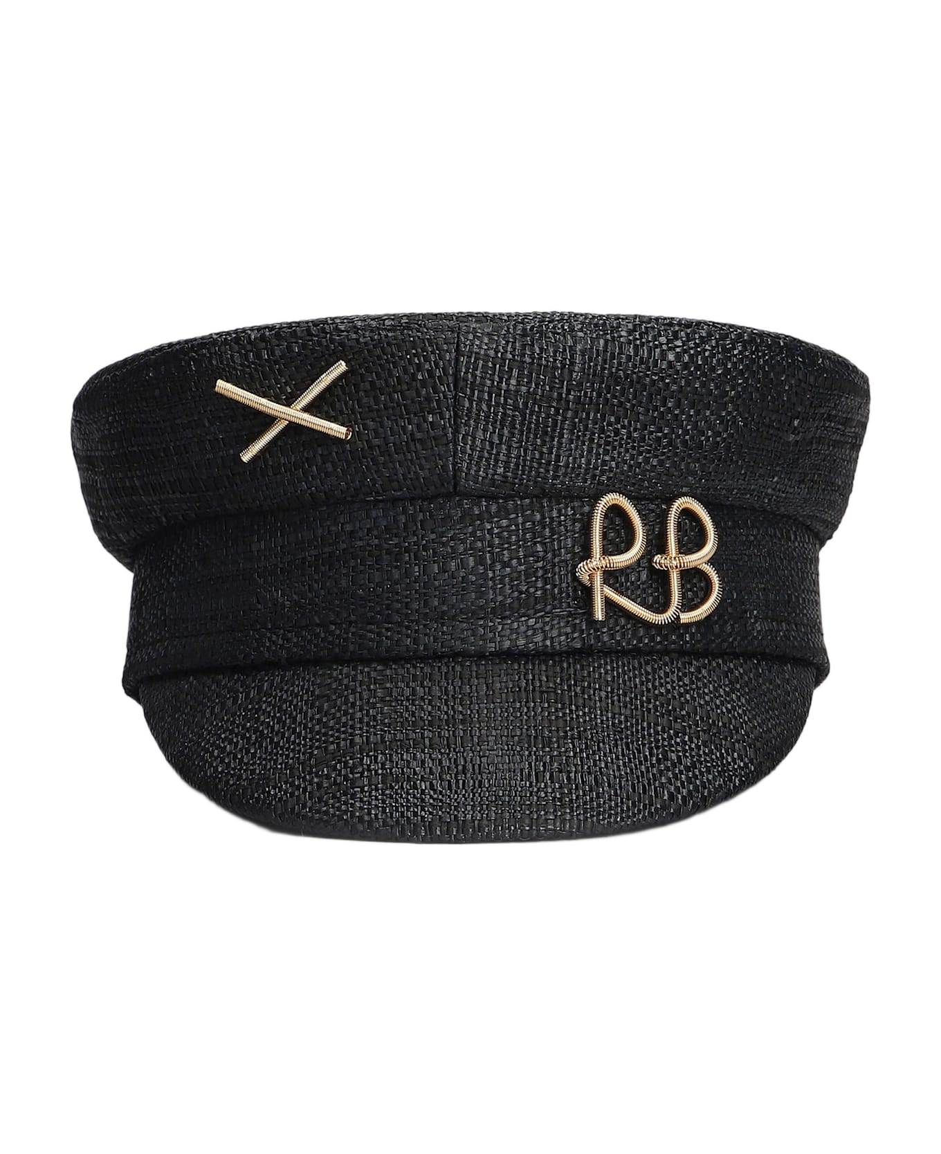 Ruslan Baginskiy Baker Boy Hats In Black Raffia - black