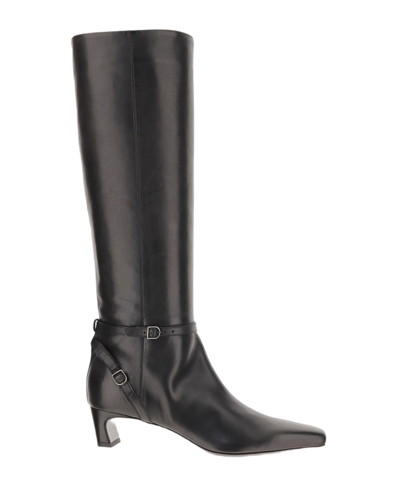 Sartore Leather Boots With Buckle Details - Black