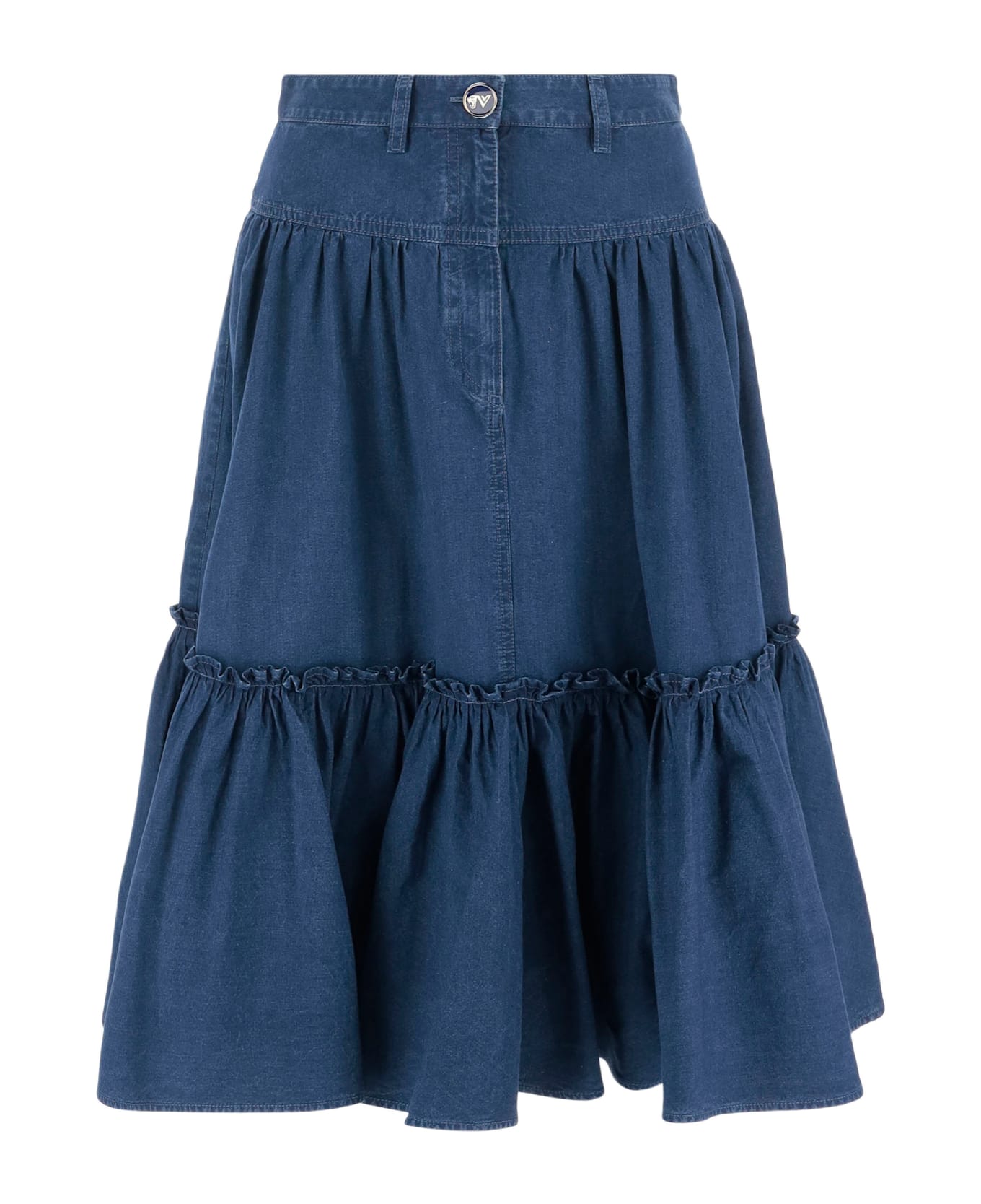 Valentino Cotton Midi Skirt - Denim