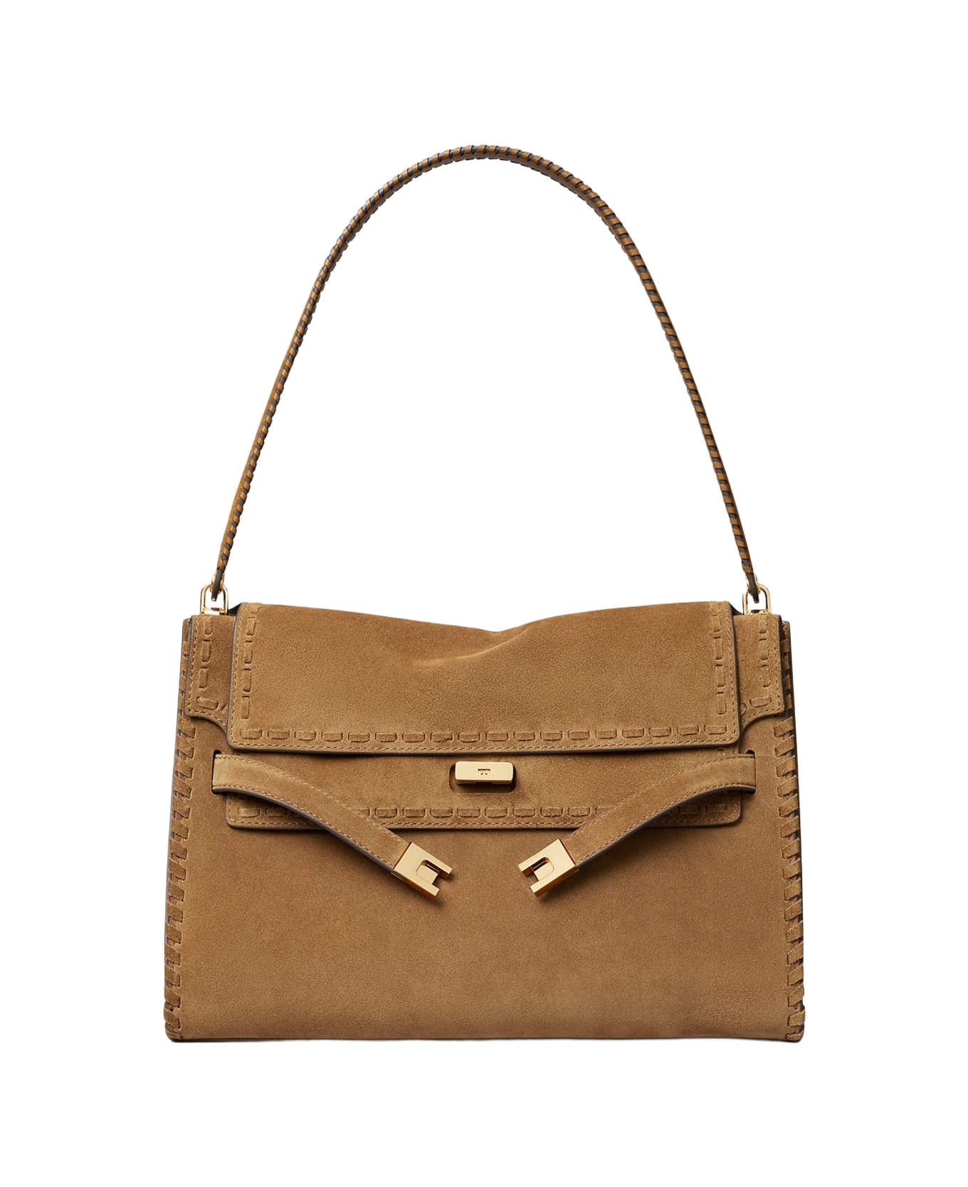 Tory Burch Lee Radziwil Large Suede Bag - Marrone chiaro