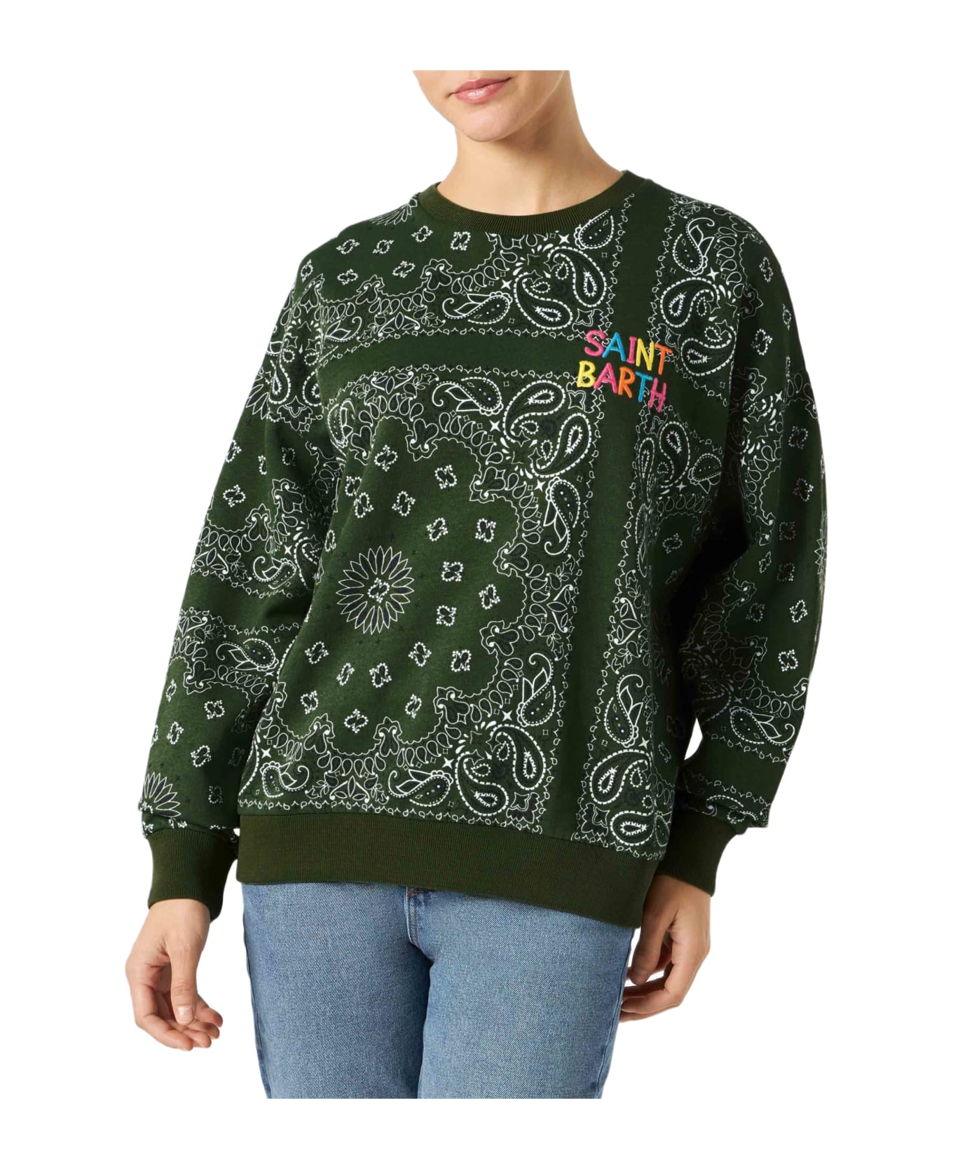 MC2 Saint Barth Woman Cotton Sweatshirt Stardust With Bandanna Print