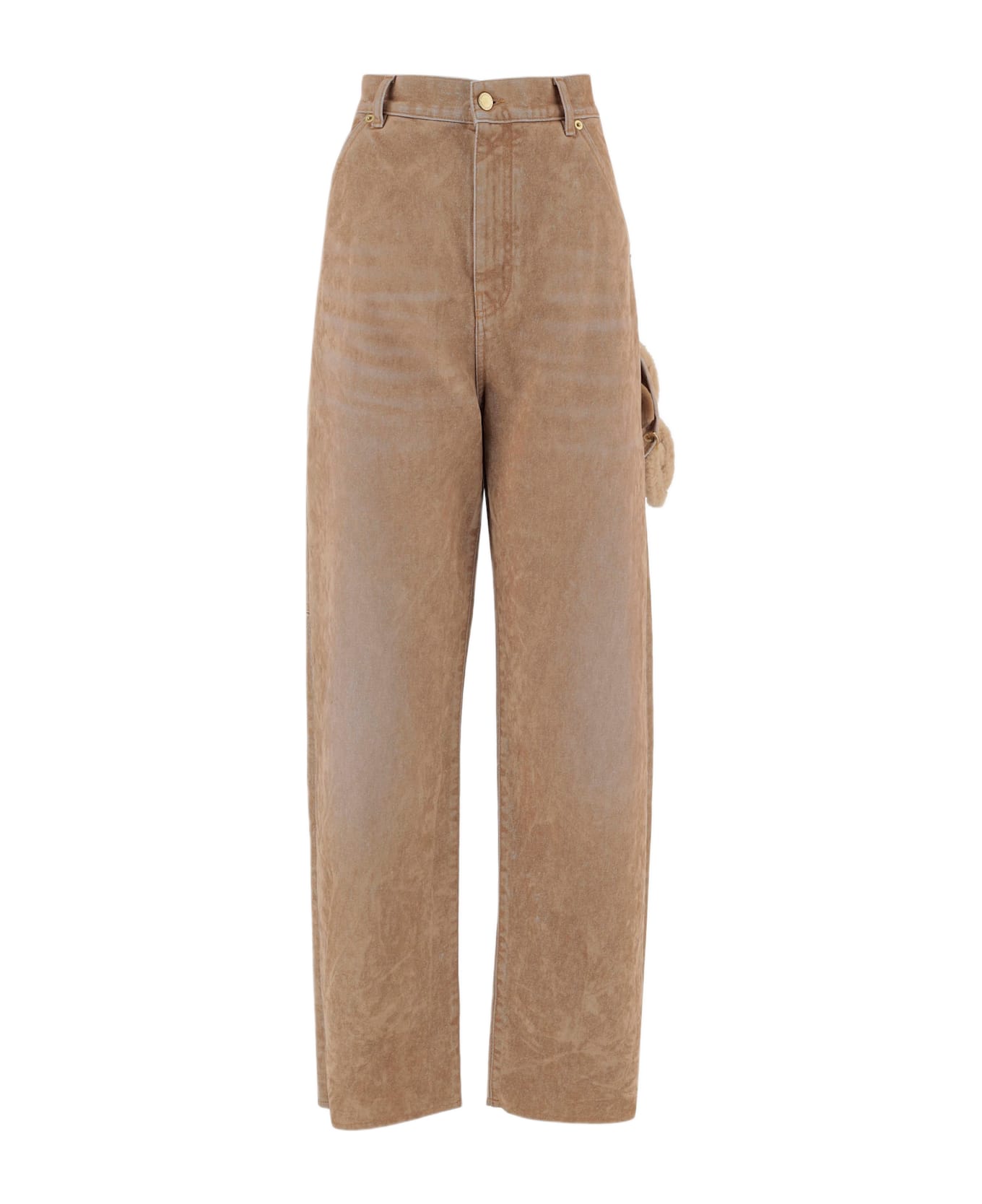 DARKPARK Cotton Jeans With Decoration - Beige