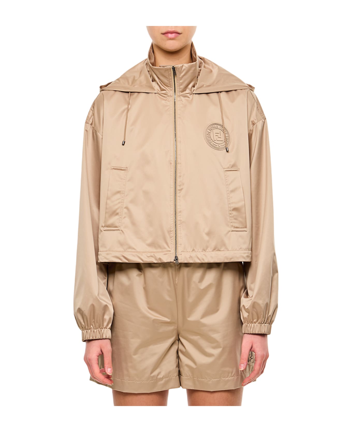 Fendi Cappuccino Polyester Windbreaker - Beige