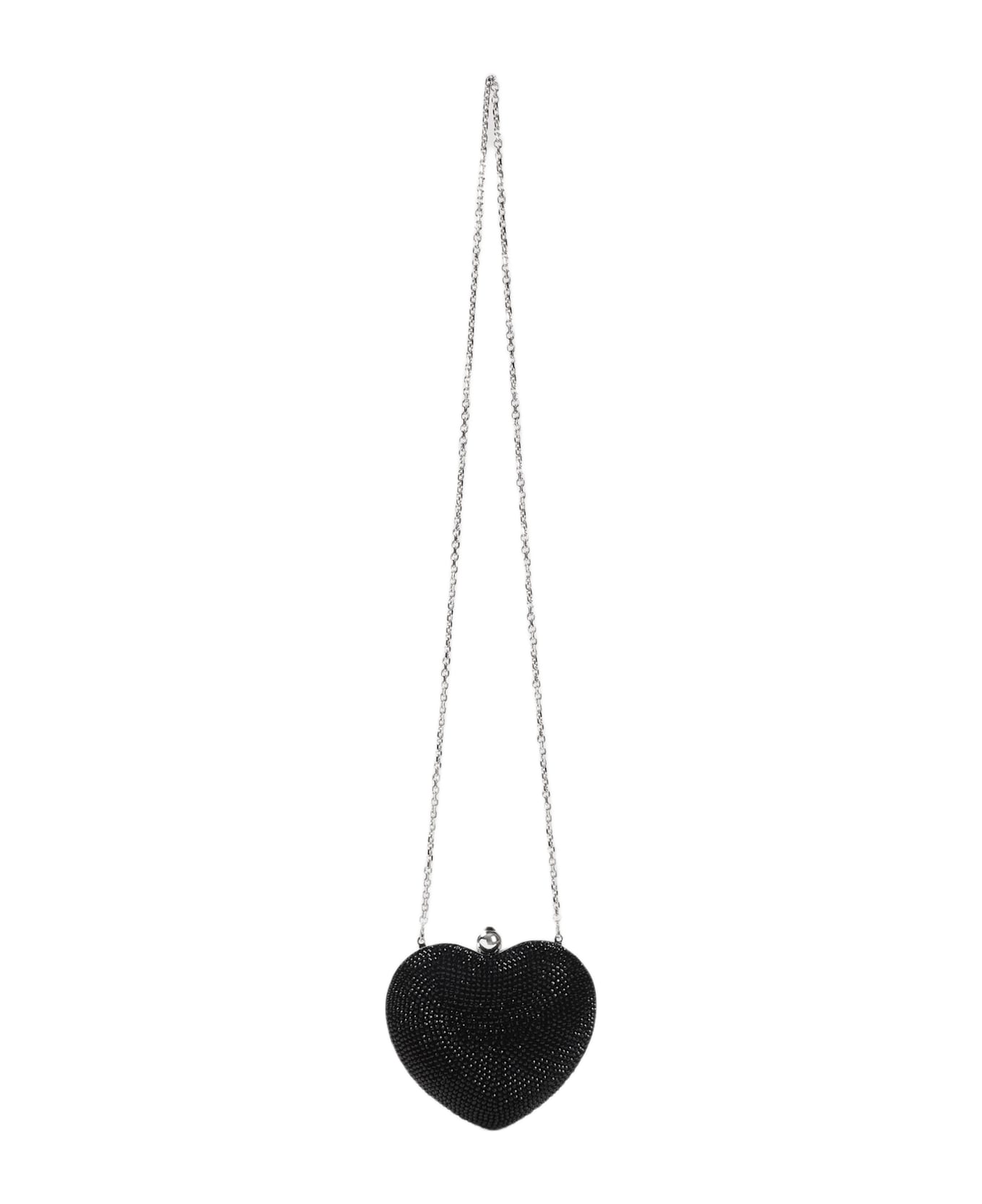 Mach & Mach Crystal Heart Hotfix Small Clutch - Black