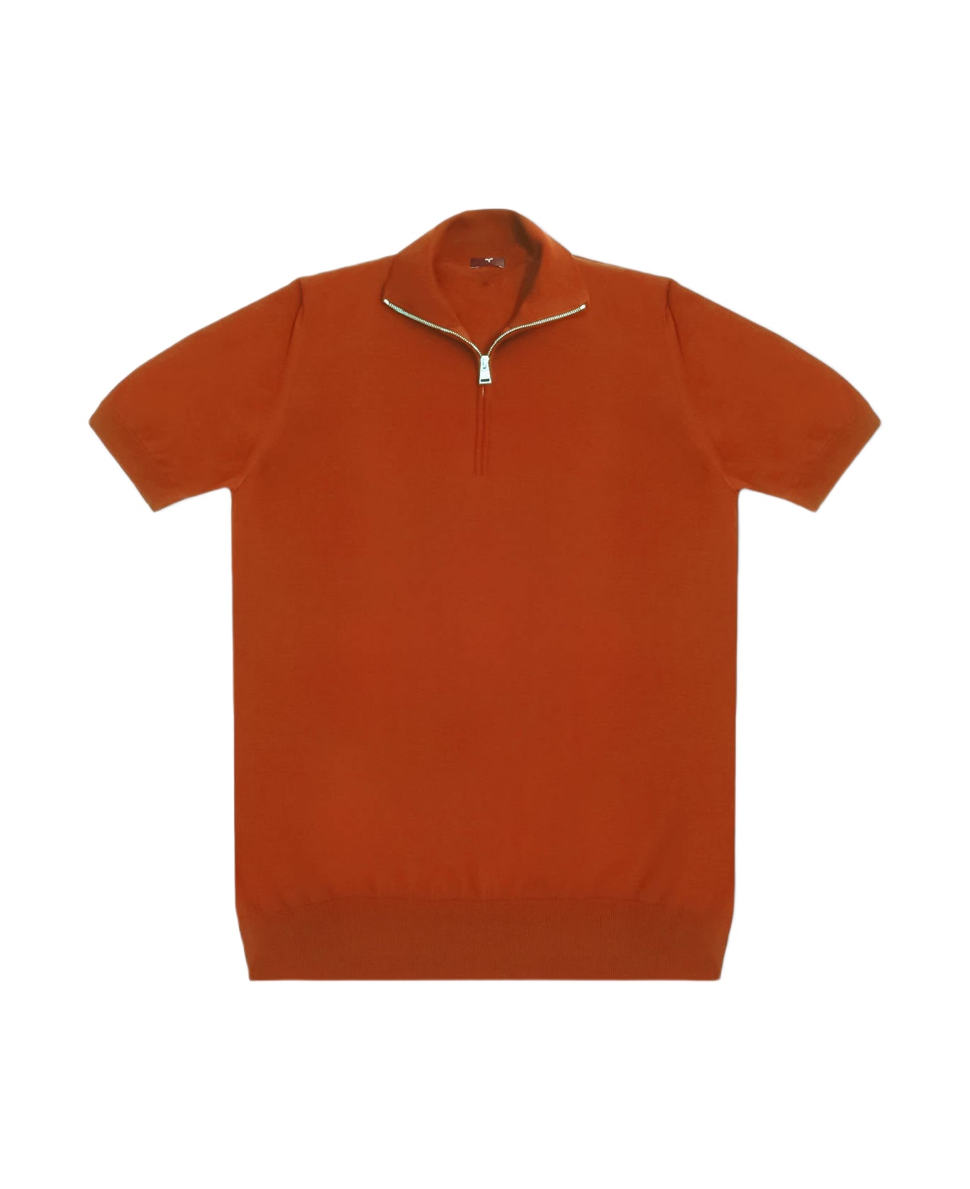 Larusmiani Paul T-shirt With Zip Sweater - FireBrick