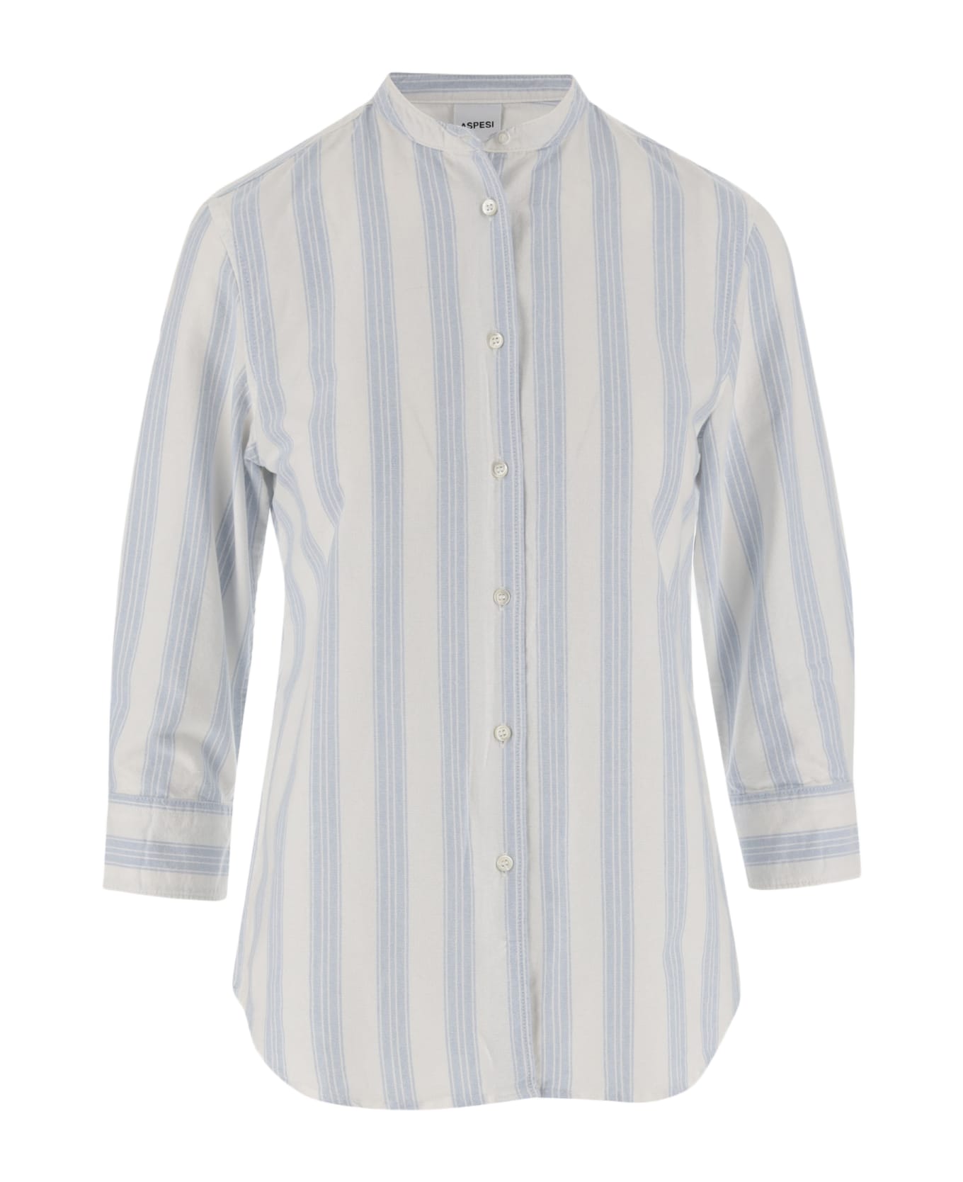 Aspesi Cotton Shirt With Striped Pattern - Clear Blue シャツ