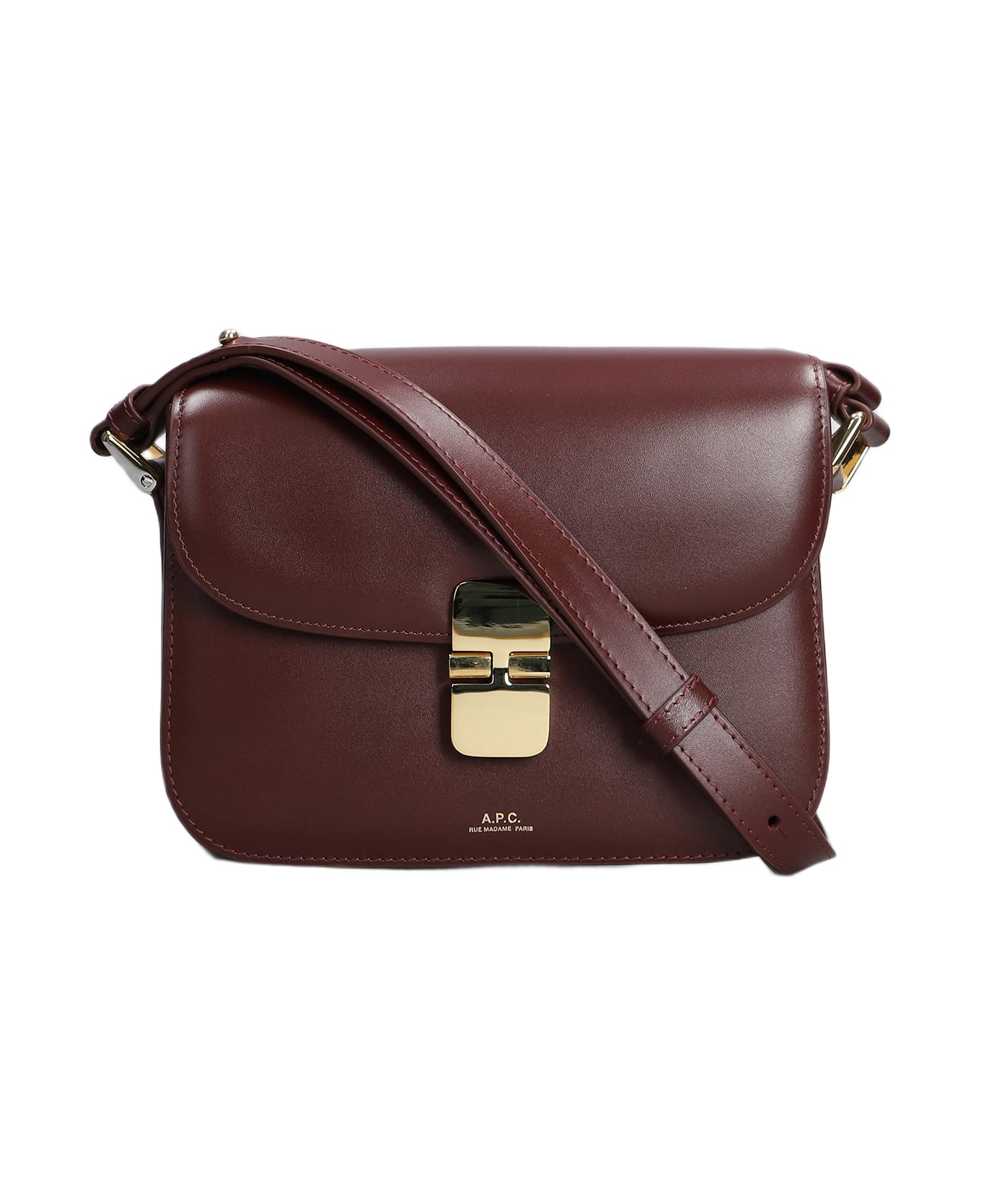 A.P.C. Grace Small Shoulder Bag In Bordeaux Leather - bordeaux