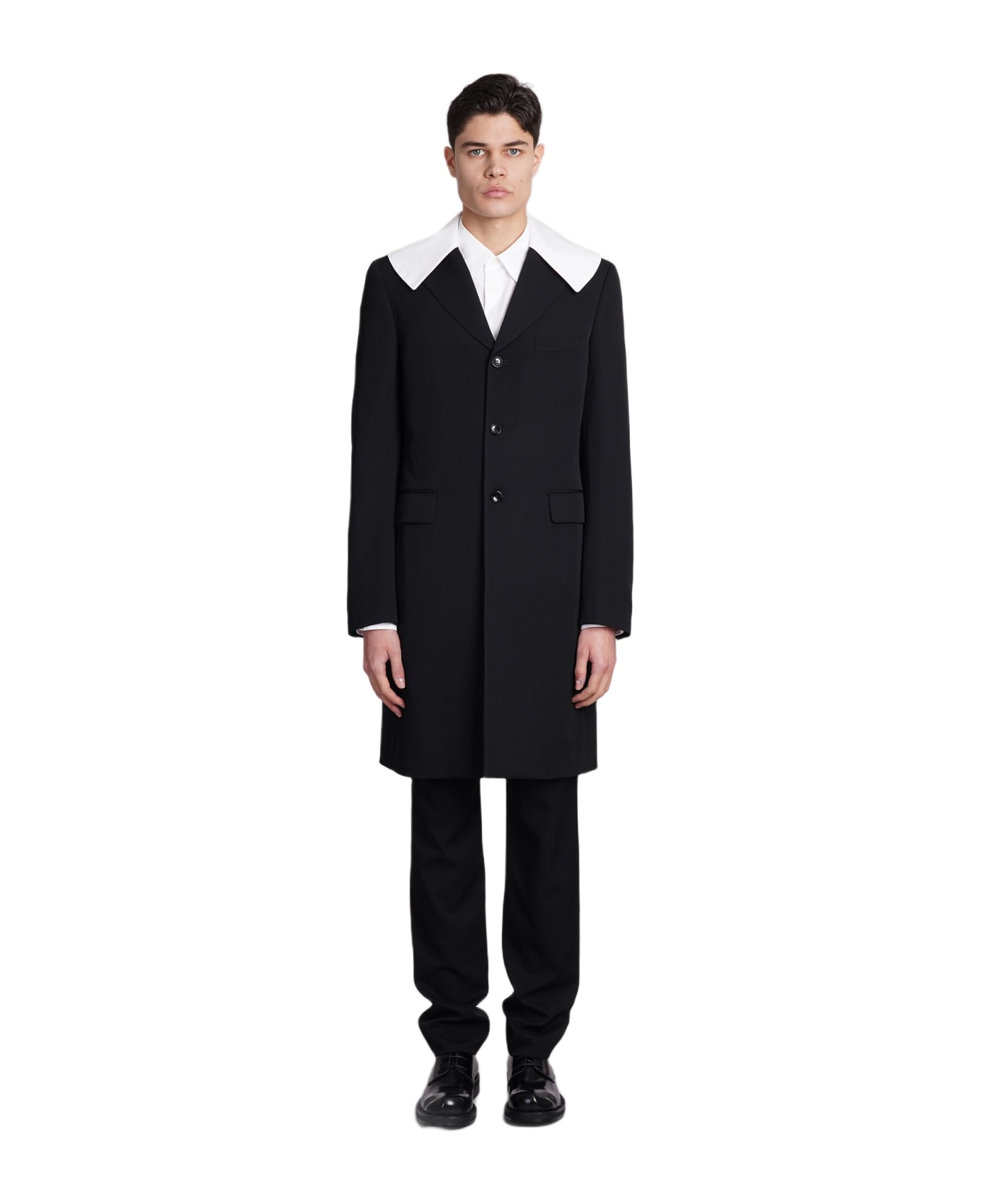 Comme Des Garçons Homme Plus Coat In Black Wool - black