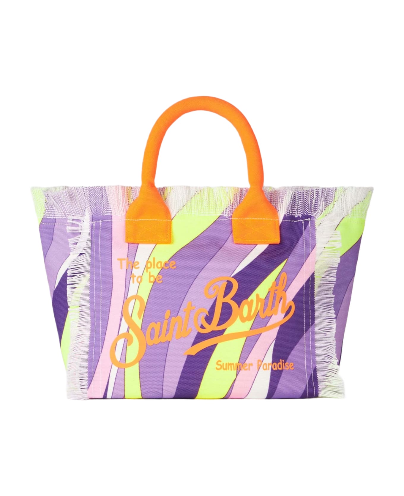 MC2 Saint Barth Colette Multicolor Cotton Canvas Handbag With Wave Print - PINK