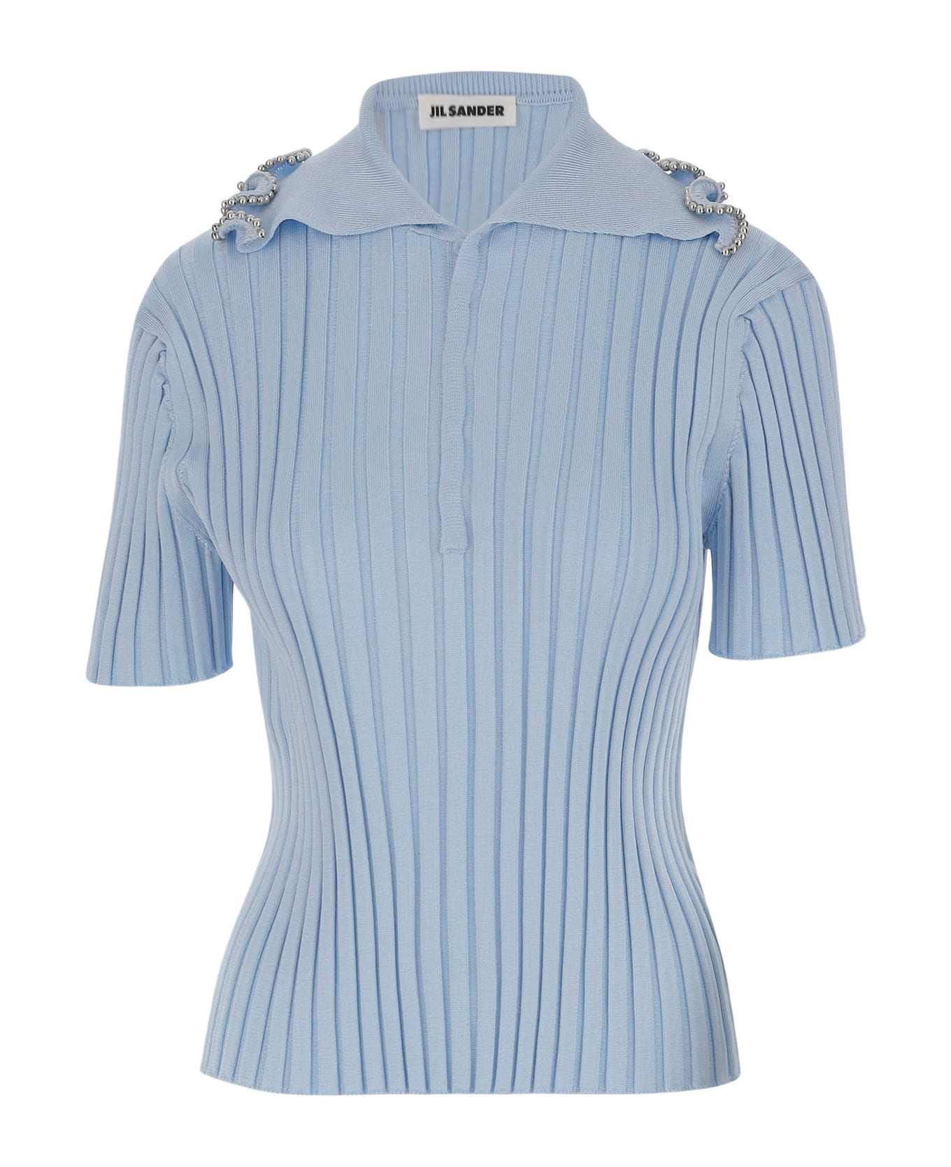 Jil Sander Viscose Polo Shirt - Light Blue