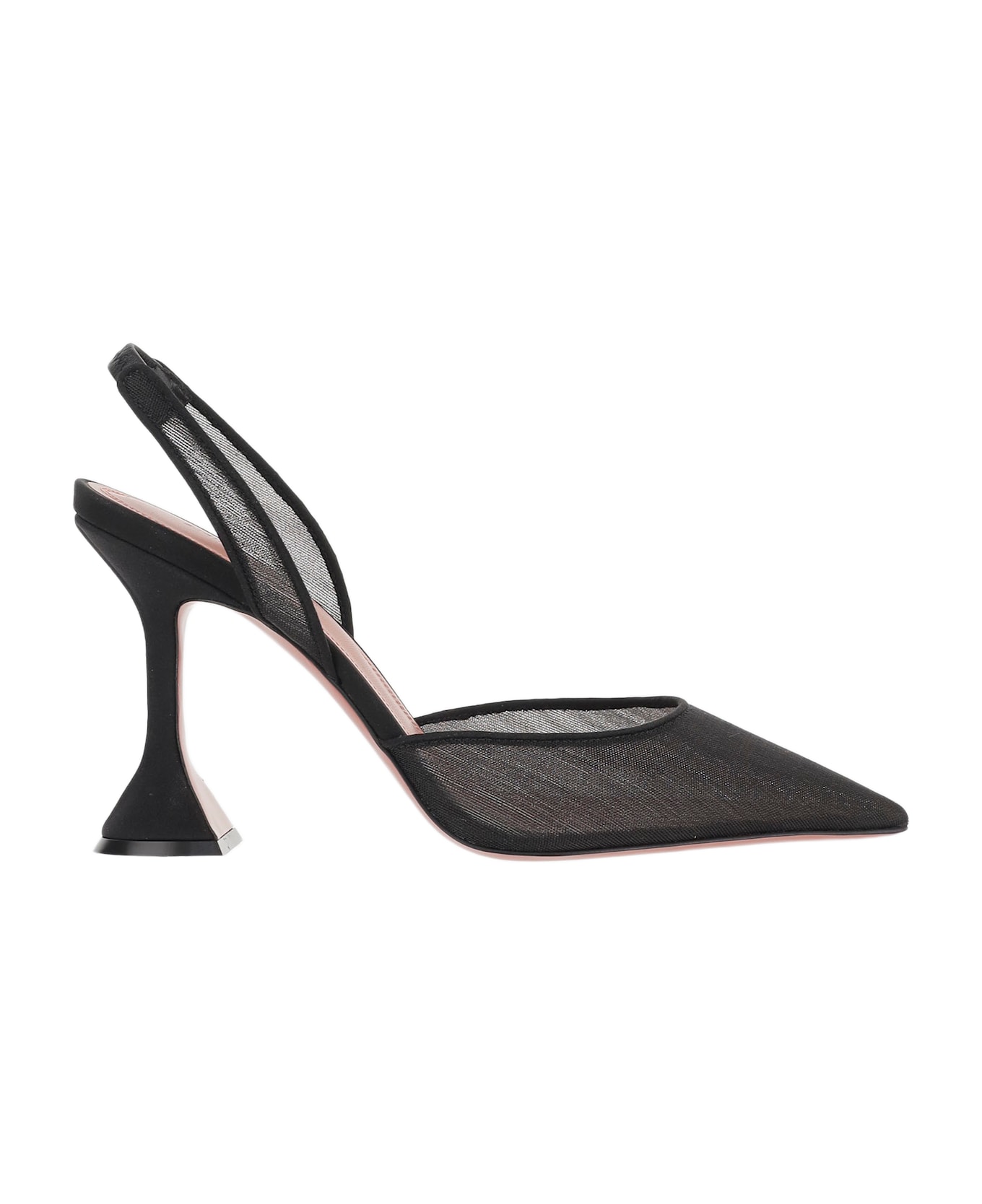 Amina Muaddi Holli Mesh Slingback - Black