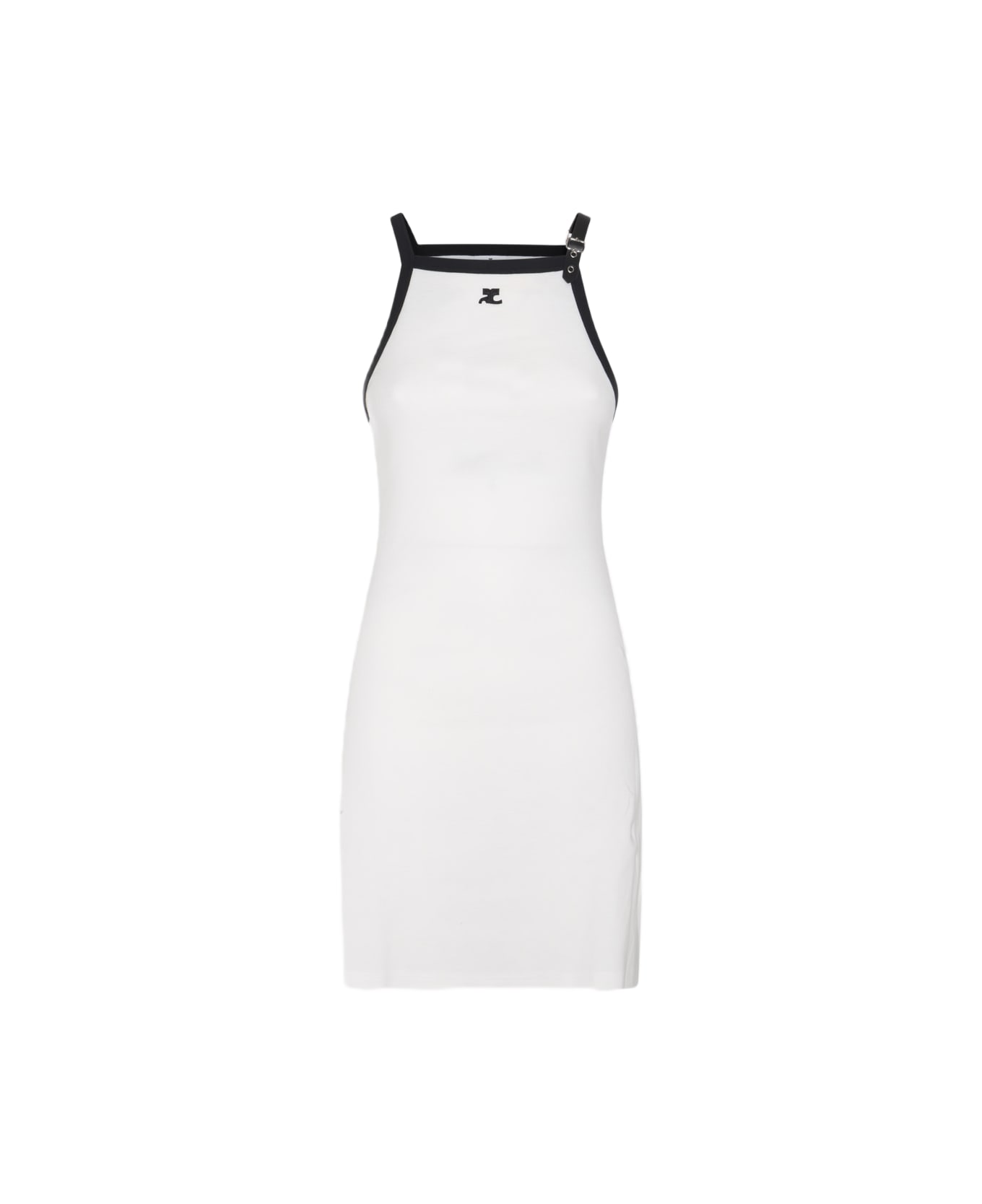 Courrèges White And Black Cotton Dress - HERITAGE WHITE/BLACK