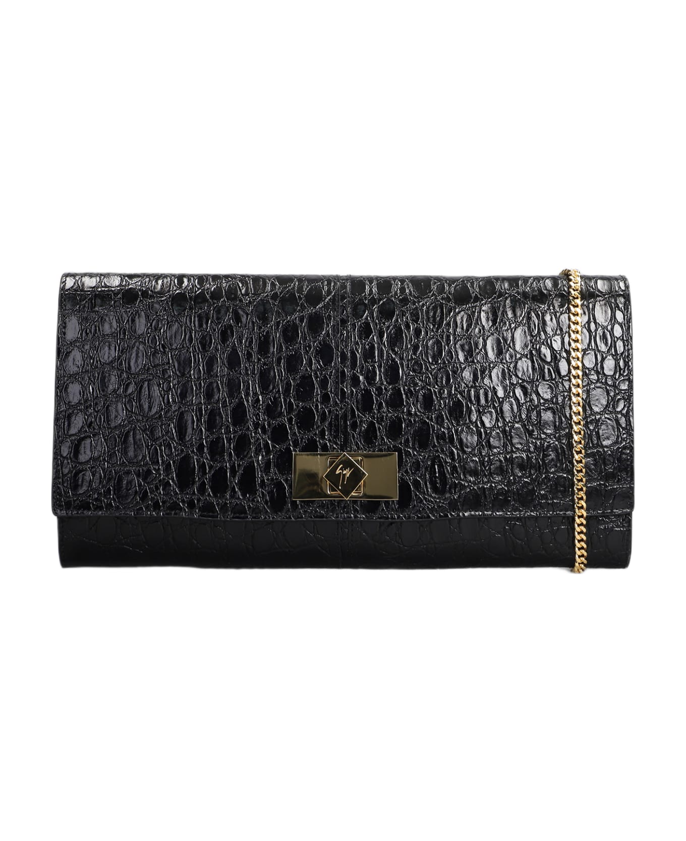 Giuseppe Zanotti Montserrat Crocco Clutch In Black Leather - black