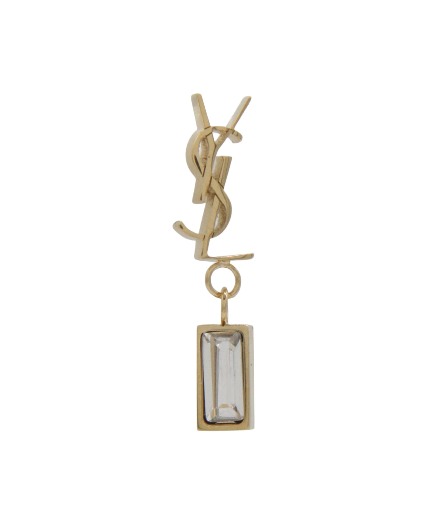 Saint Laurent Dore Metal And Crystal Cassandre Single Earring - OR/CRYSTAL
