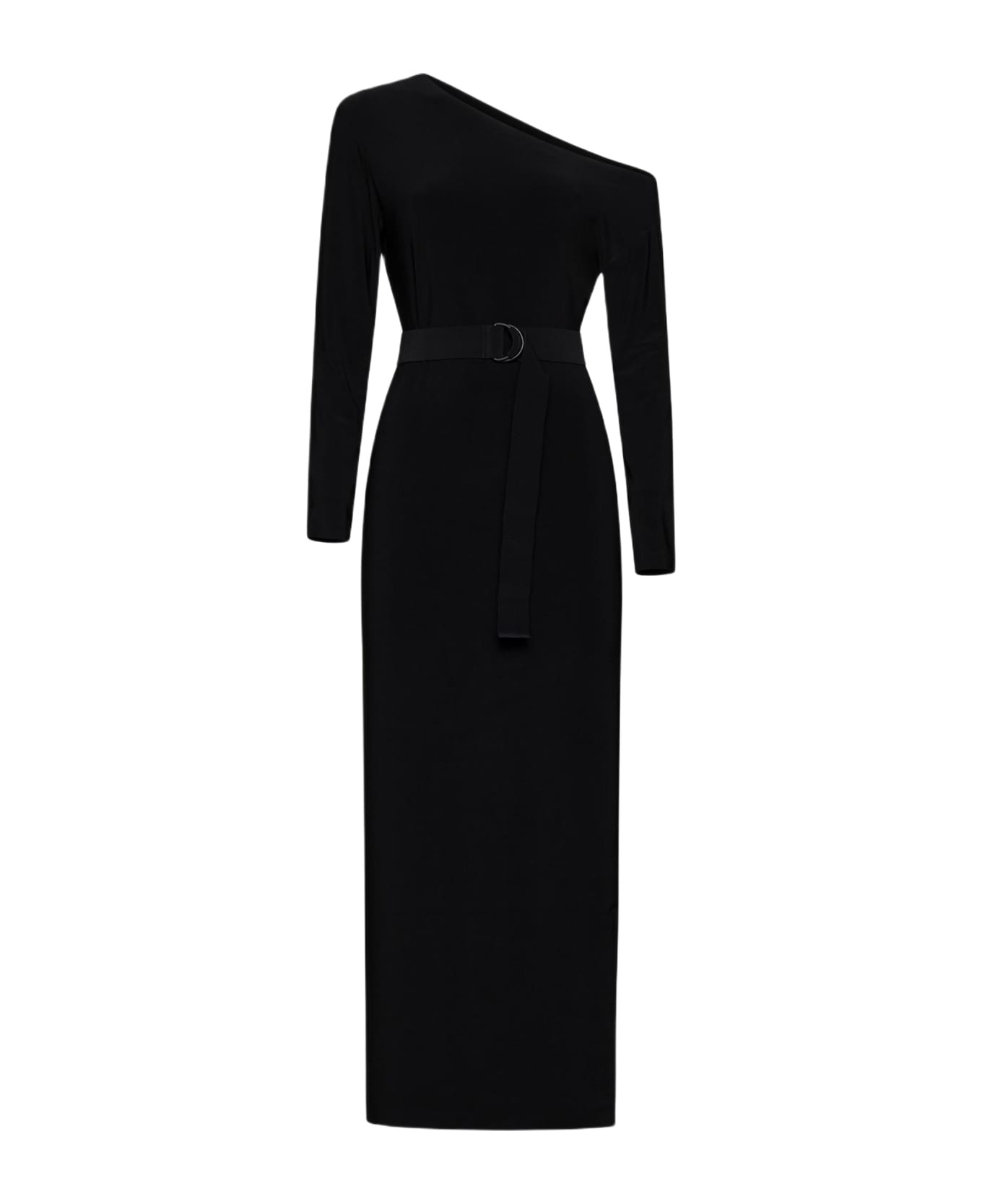 Norma Kamali Drop Shoulder Side Slit Gown - Black