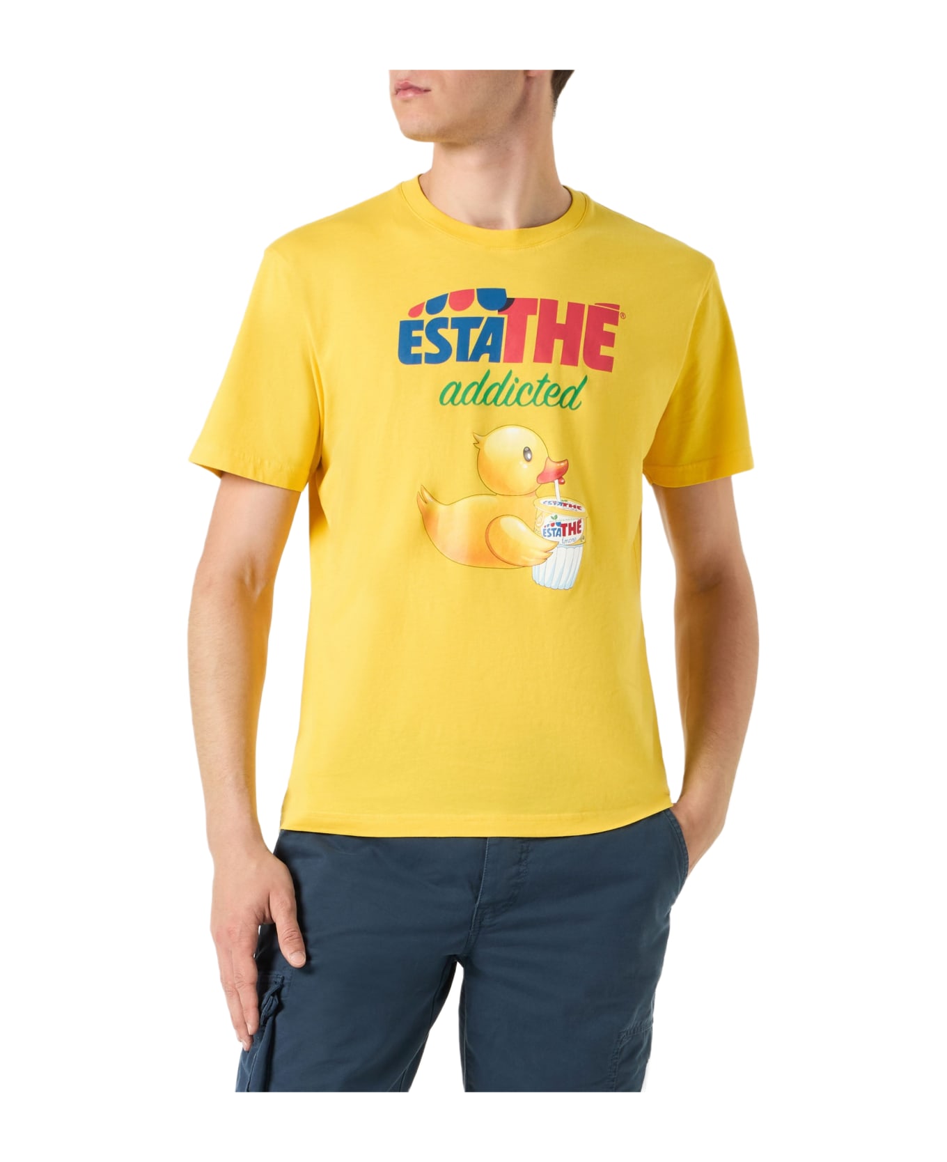 MC2 Saint Barth Man Cotton T-shirt With Estathé Ducky Print | Estathe
 Special Edition - YELLOW
