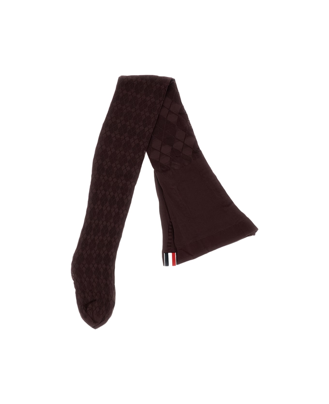 Thom Browne Fun Mix Argyle Sheer Tights W/ Mesh Panties - Red