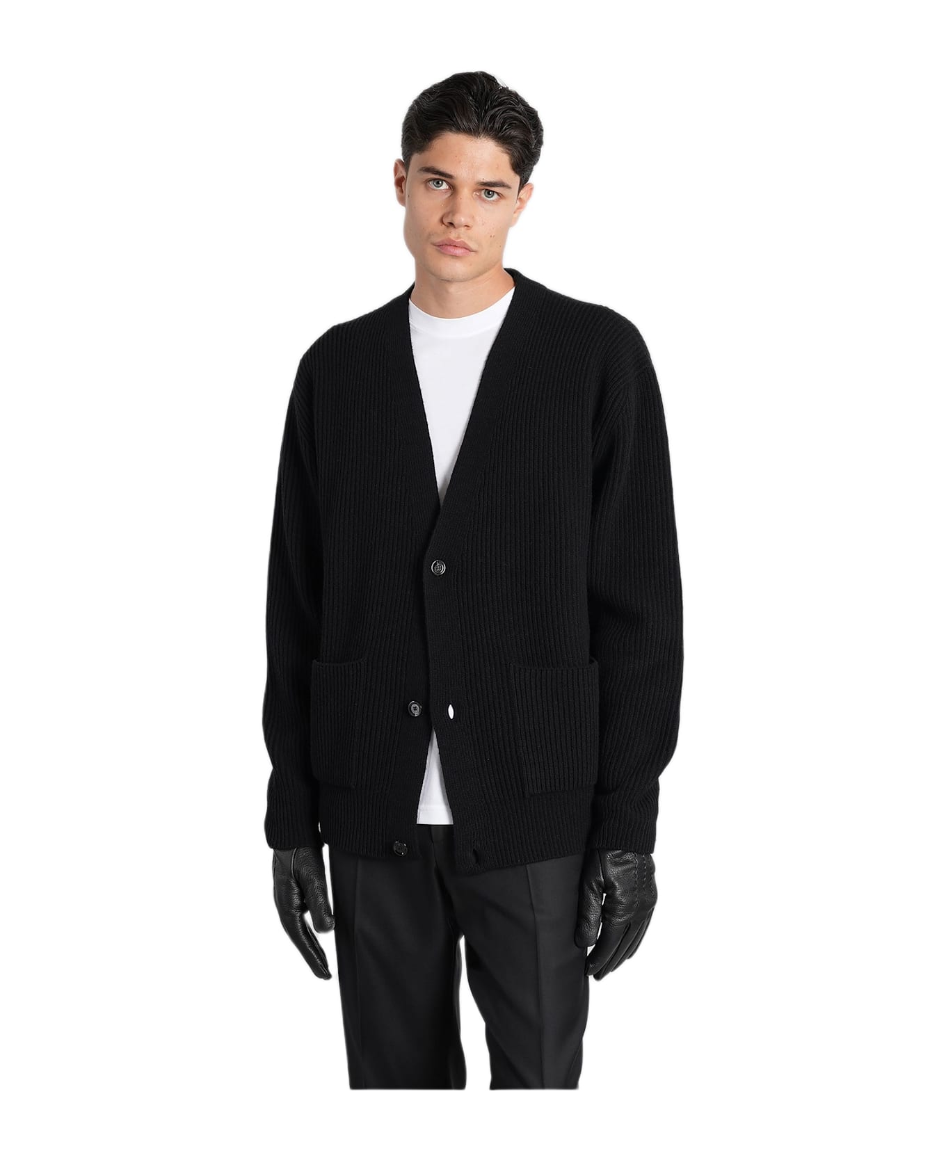 Lardini Cardigan In Black Wool - black