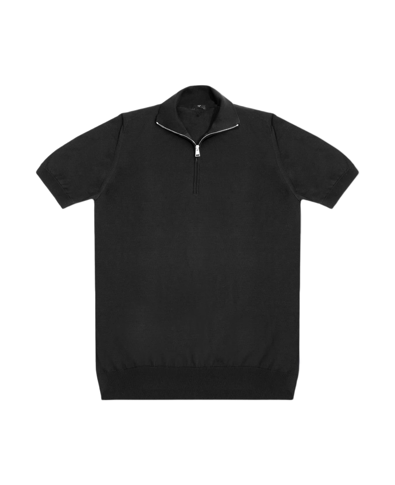 Larusmiani Paul T-shirt With Zip Sweater - Black