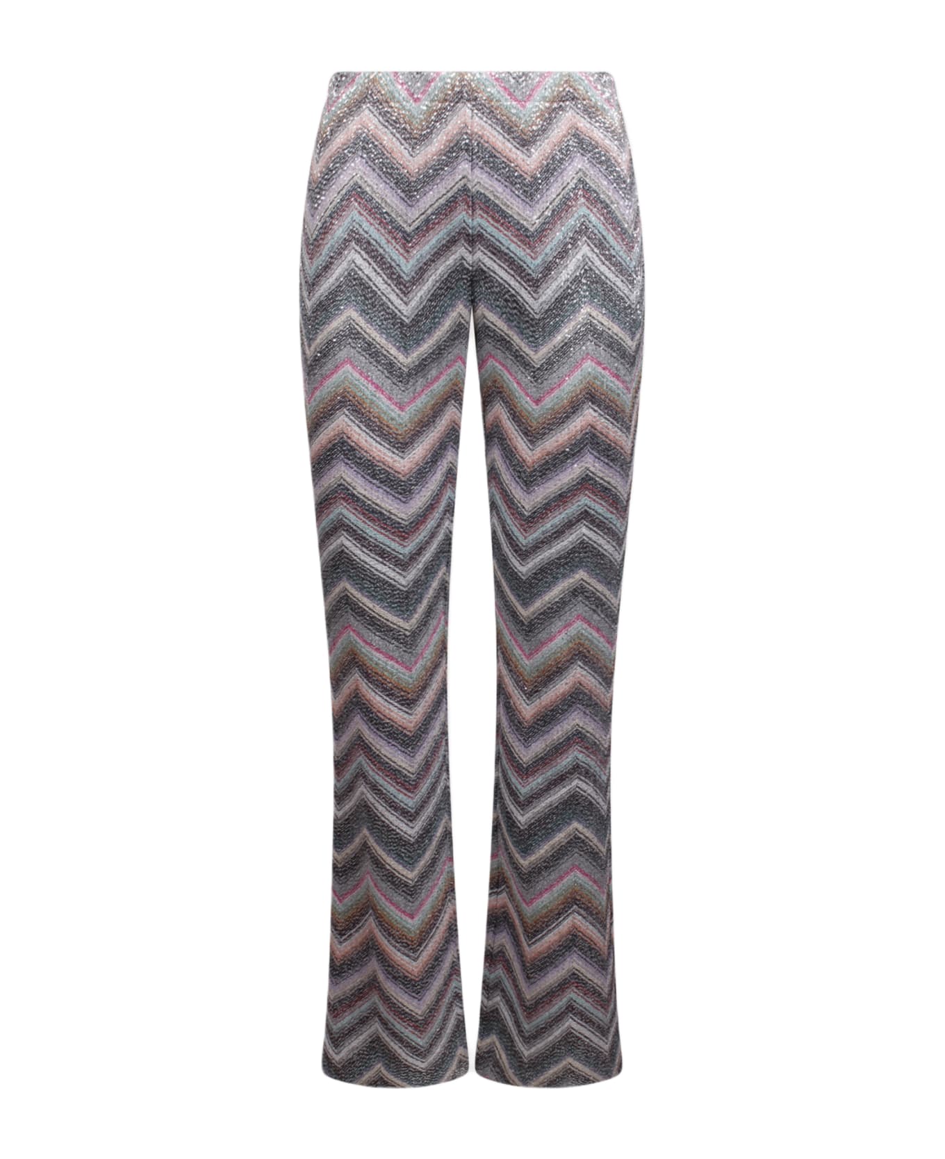 Missoni Flared Trousers In Zig Zag Knit With Sequins ボトムス