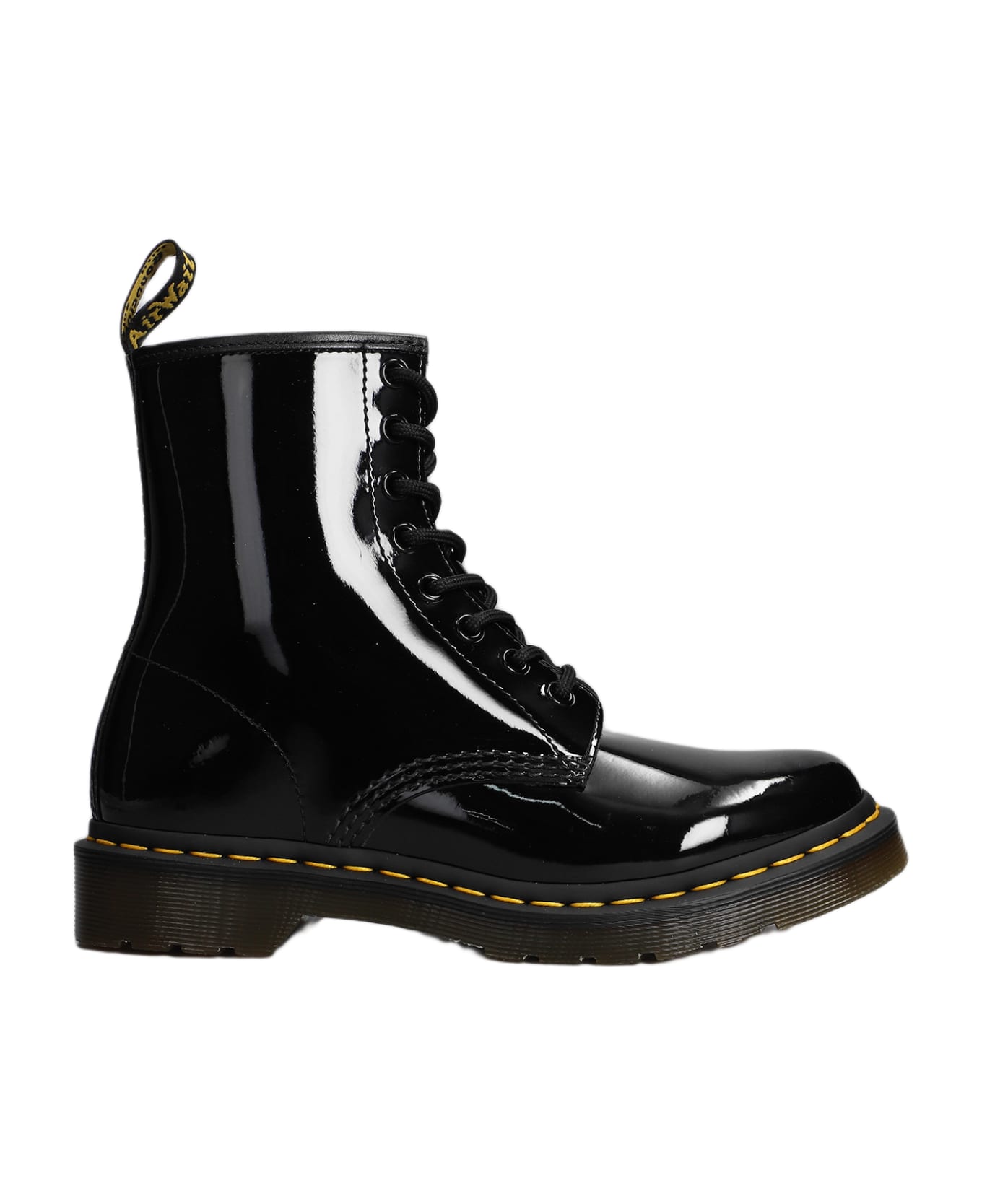 Dr. Martens 1460 Combat Boots In Black Patent Leather - Black