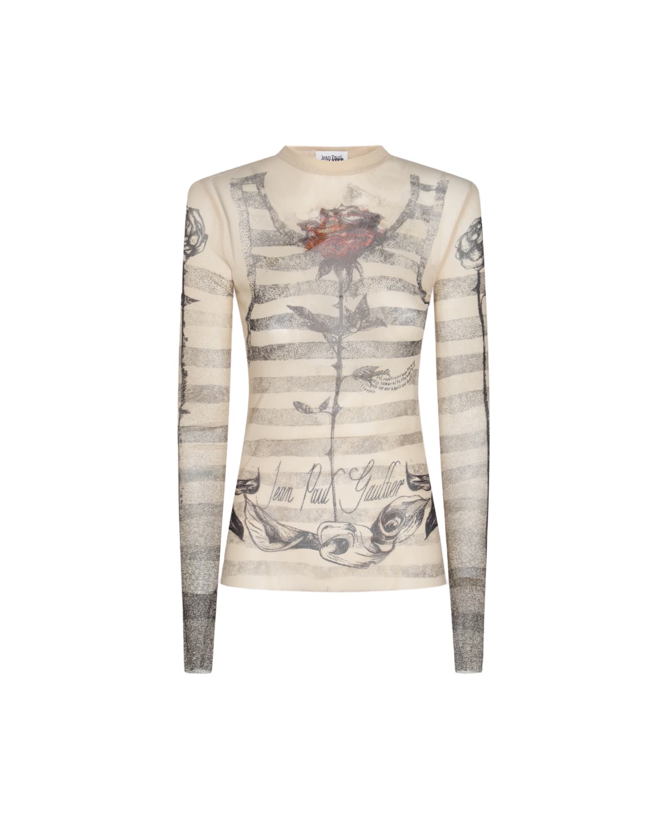 Jean Paul Gaultier Ecru Top - ECRU/BLACK/RED