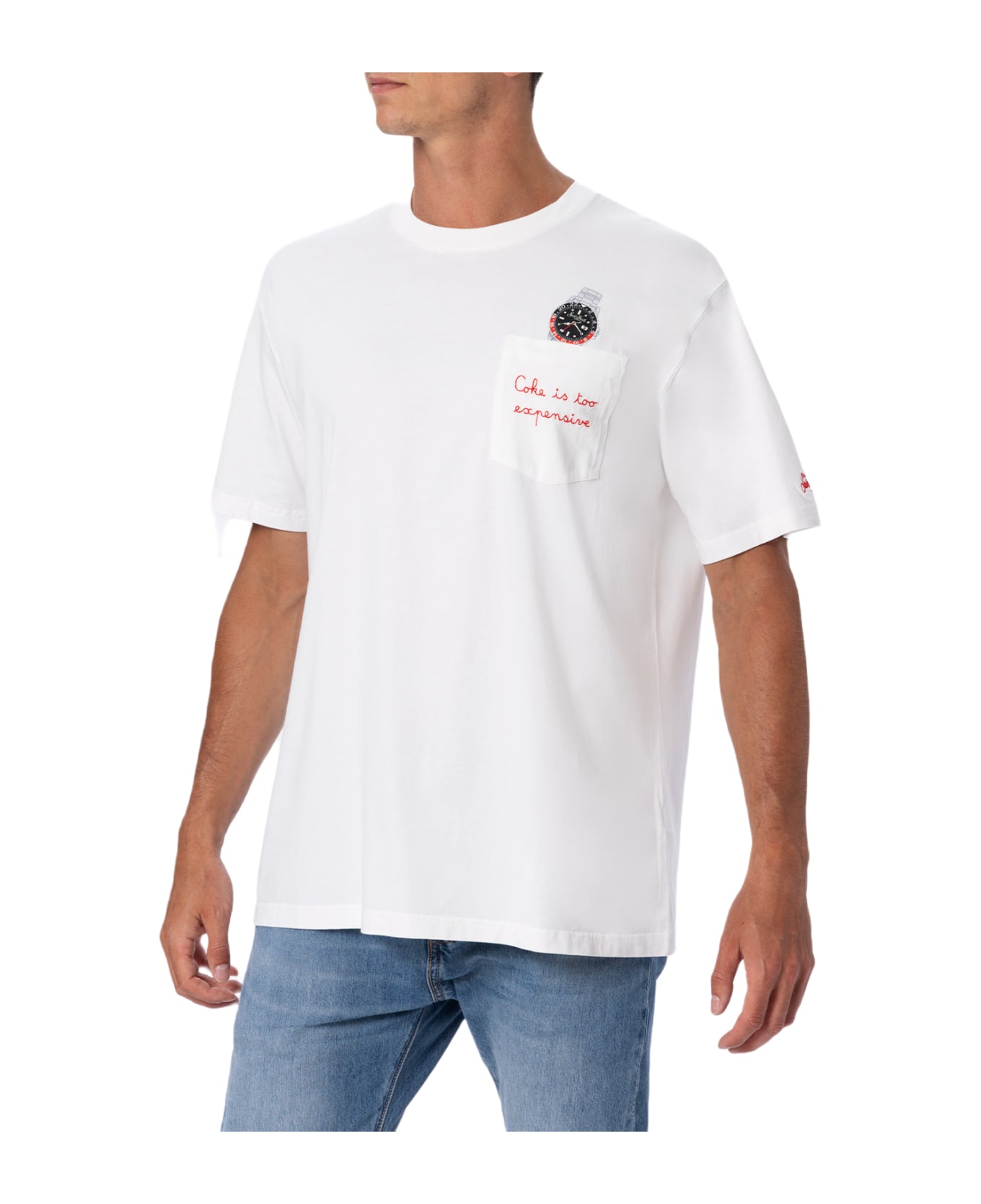 MC2 Saint Barth ★ ドリンク ジンニック コットン Tシャツ Men's Cotton T-Shirt with 'It's Gin O'Clock' Print, White