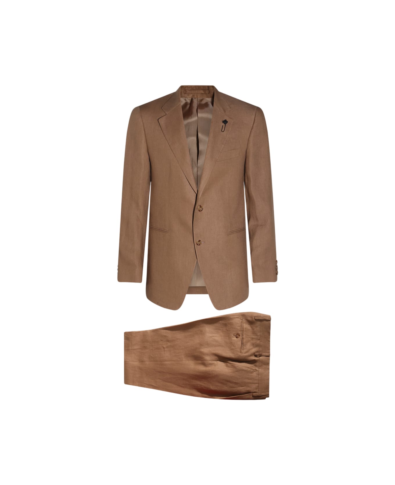 Lardini Camel Linen Suits - Brown