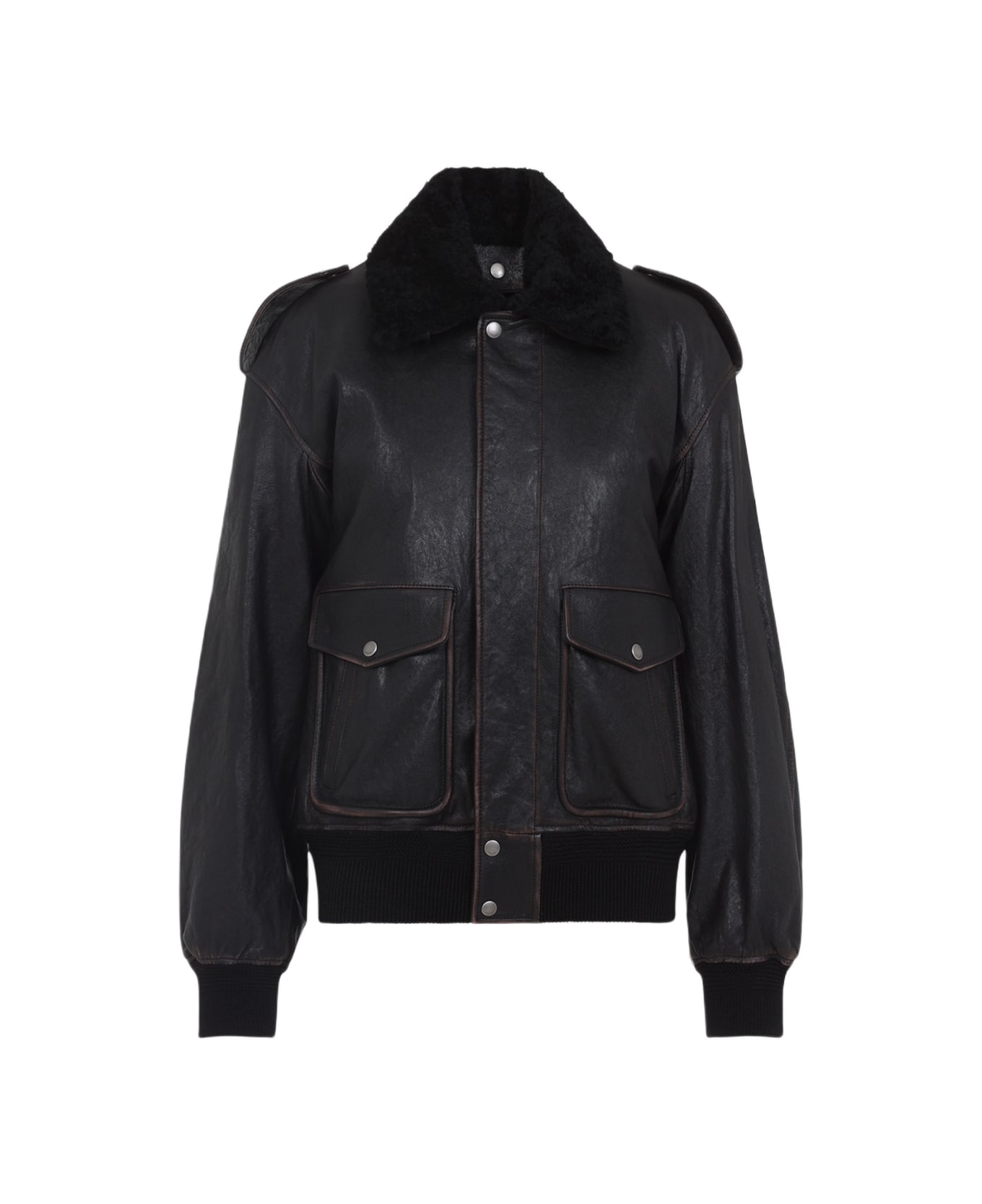 Saint Laurent Lamb Leather Jacket - Reglisse Auburn Noir