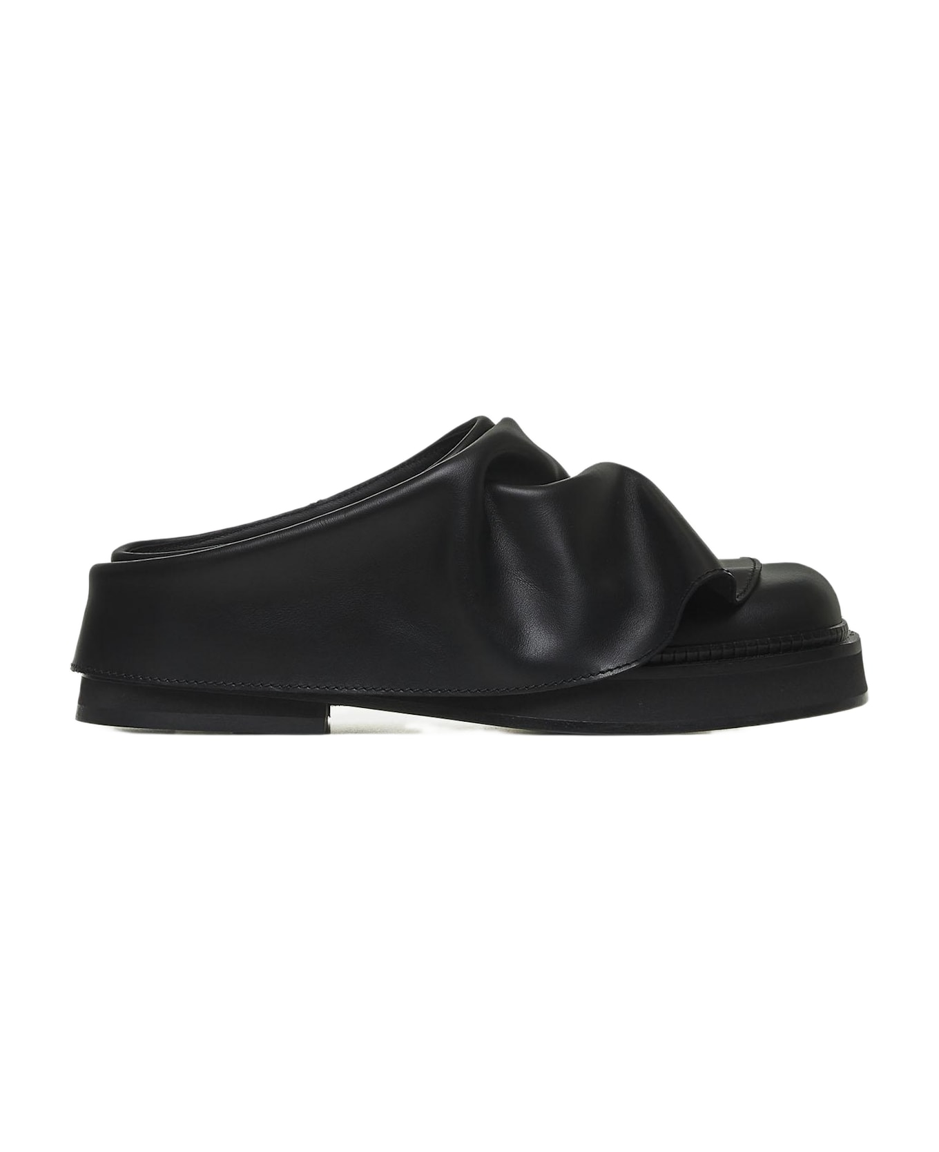 The Attico Black Leather Mini Robin Sabot - Black
