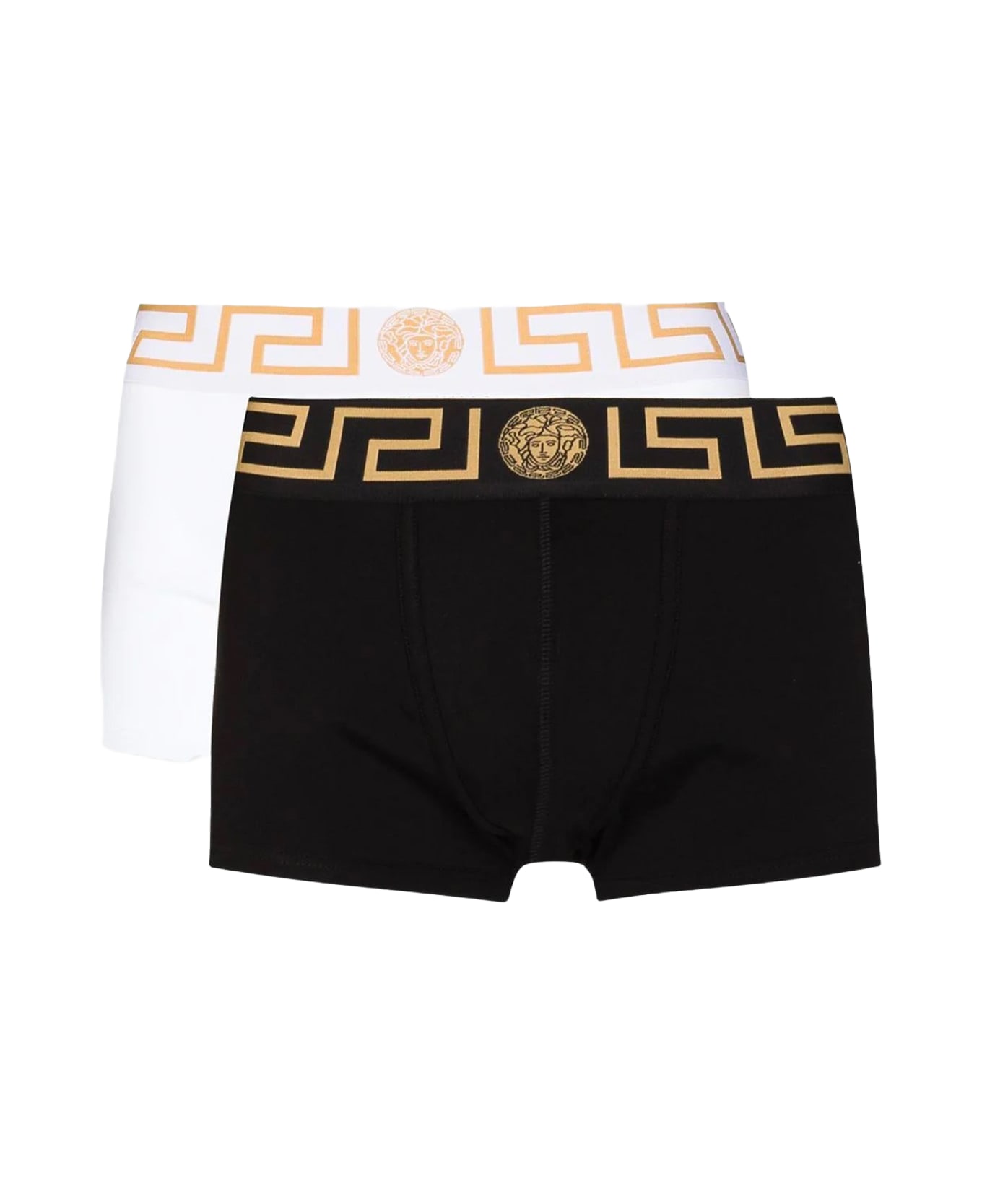 Versace White And Black Cotton Underwear - WHITE/BLACK/GOLD