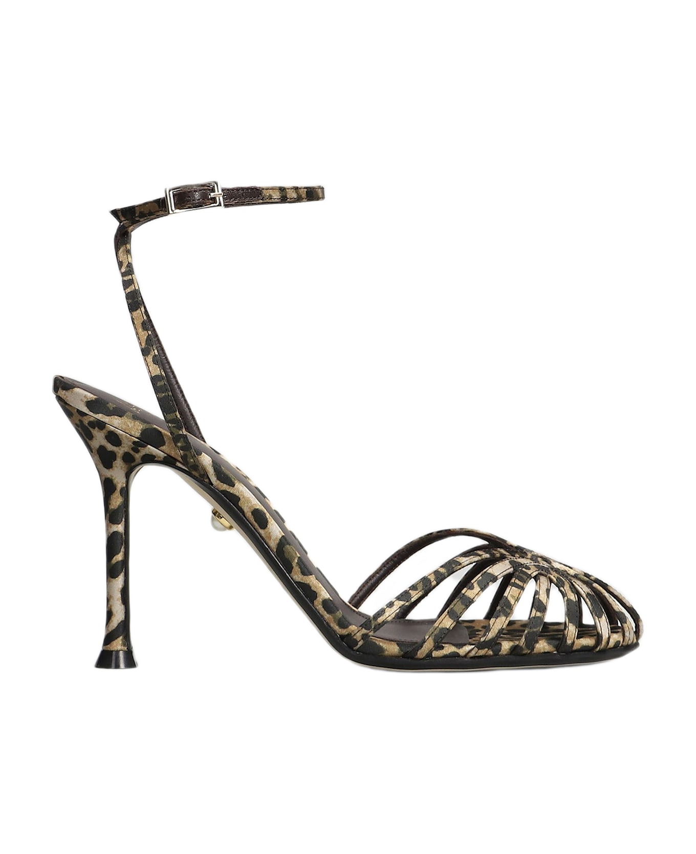 Alevì Ally 95 Sandals In Animalier Satin - Animalier