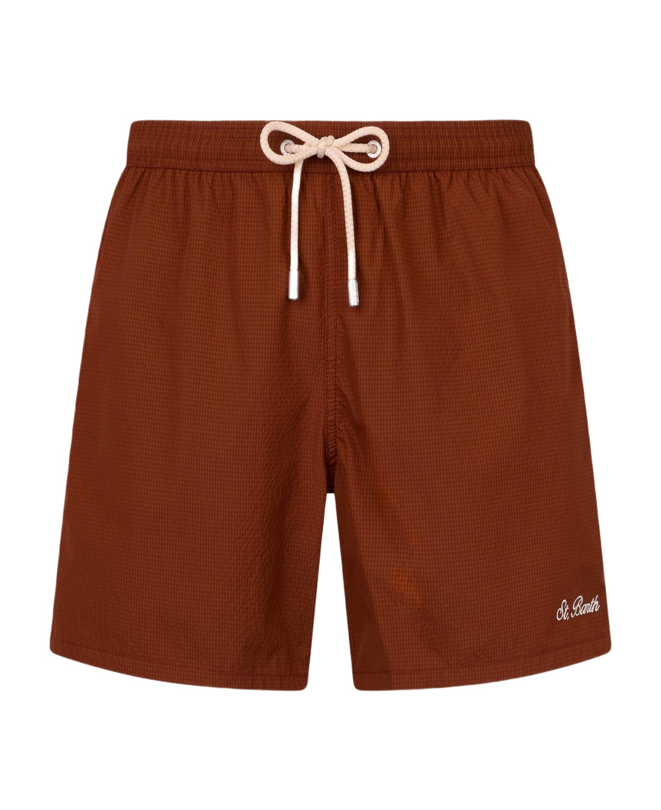 MC2 Saint Barth Seersucker Classic Light Swim Shorts Patmos - BROWN