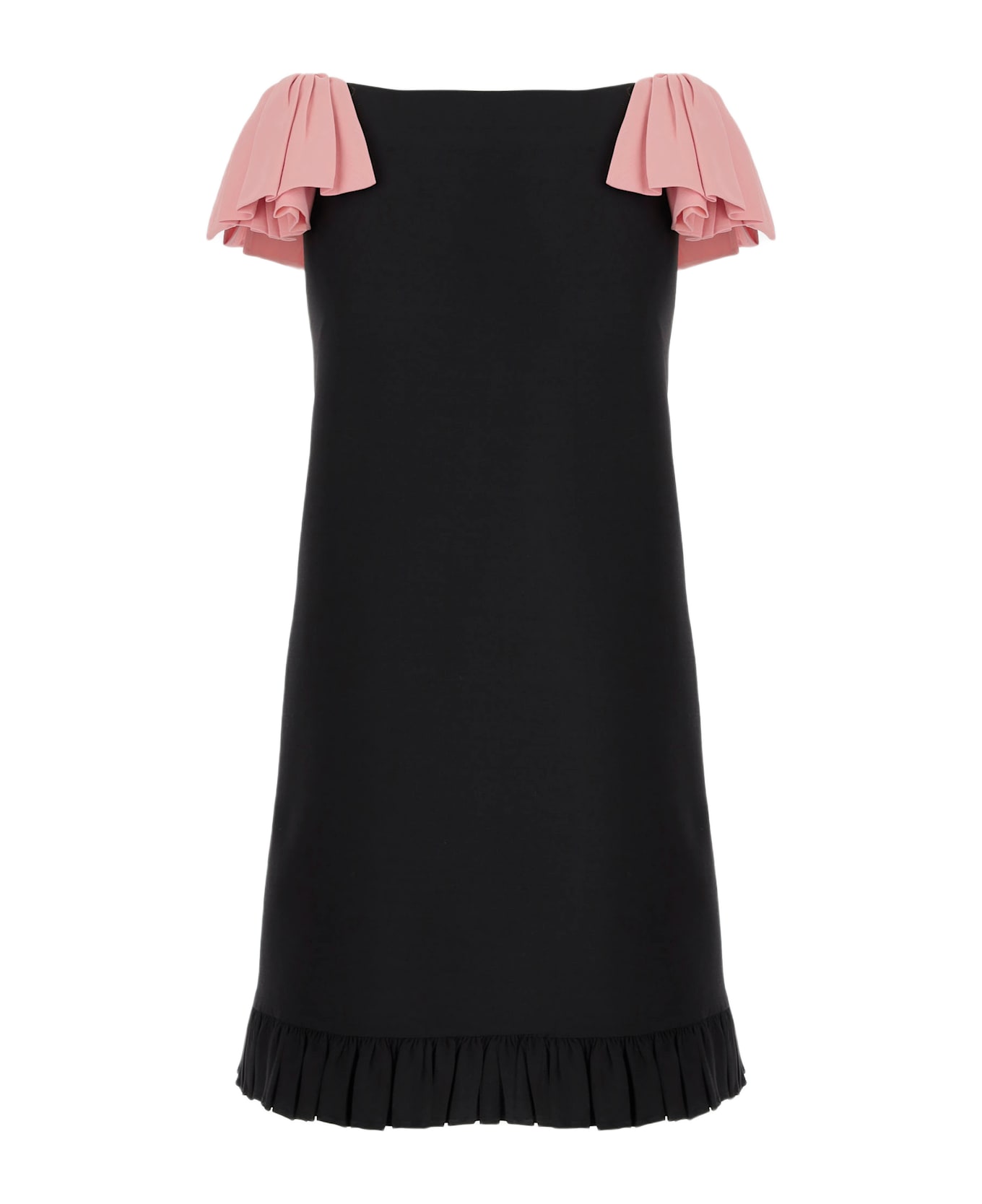 Valentino Black Wool Blend Mini Dress - NERO ROSA