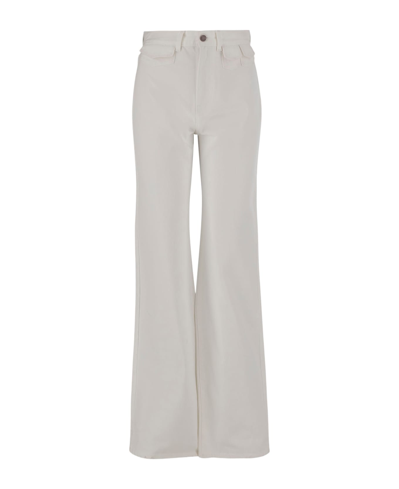 Chloé High Waist Cotton Flare Jeans - White