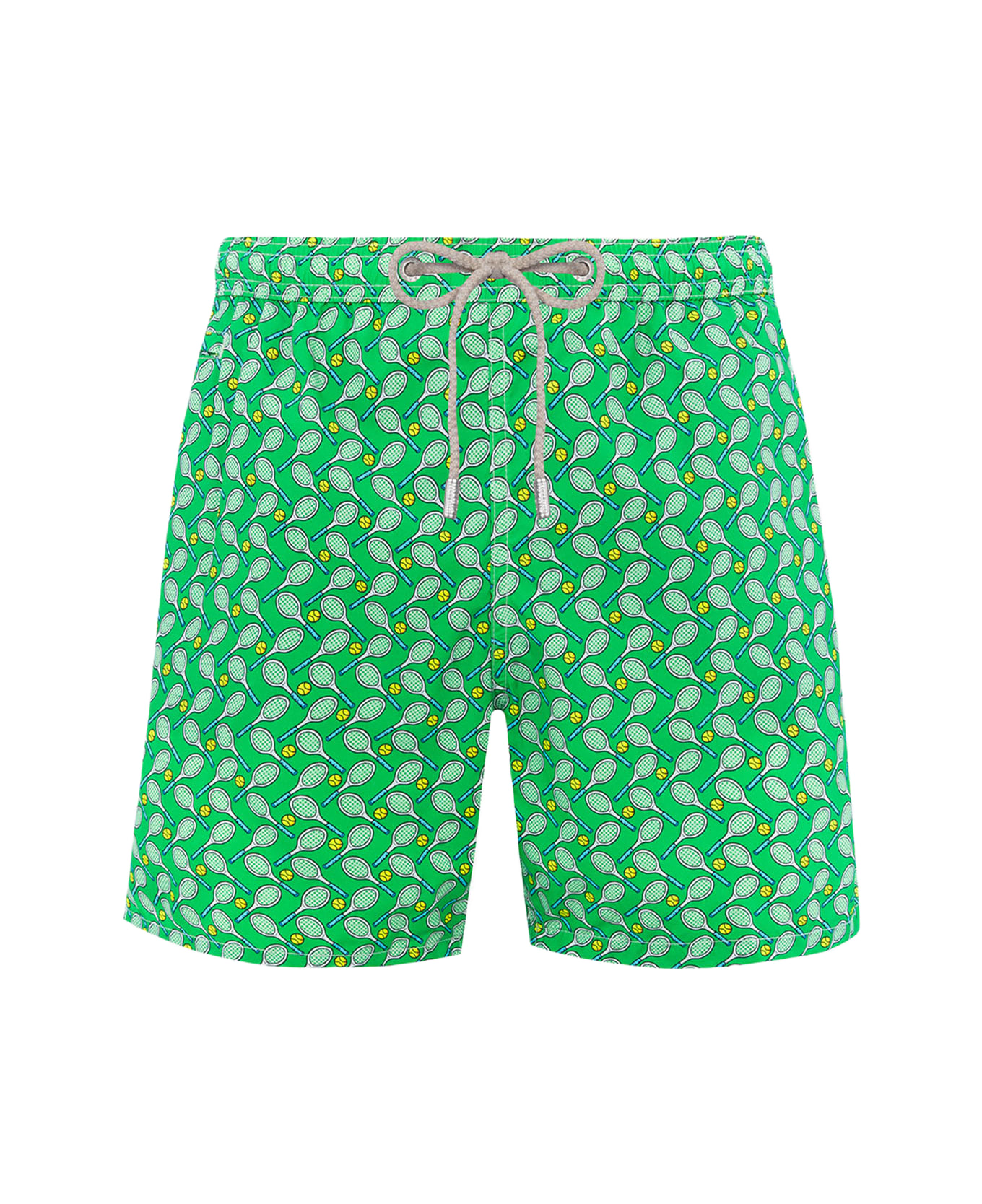 MC2 Saint Barth Man Lightweight Fabric Swim-shorts Lighting Micro Fantasy With Tennis Print - GREEN